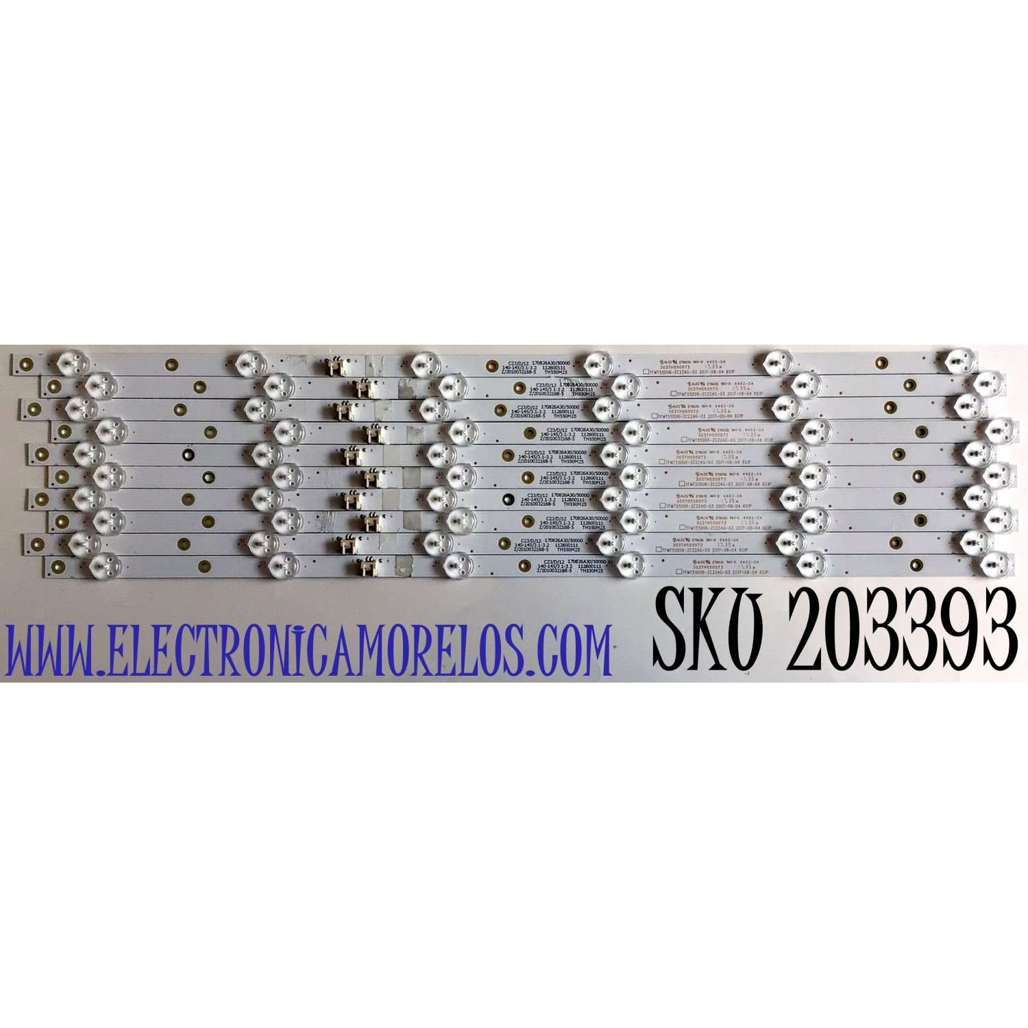 KIT DE LED'S PARA TV ELEMENT (10 PIEZAS) / NUMERO DE PARTE 303TH550073 / TFMT55D06-ZC22AG-03 / TH550M25 / 112600111 / PANEL T550-V35-DLED / MODELO E4J5517BF
