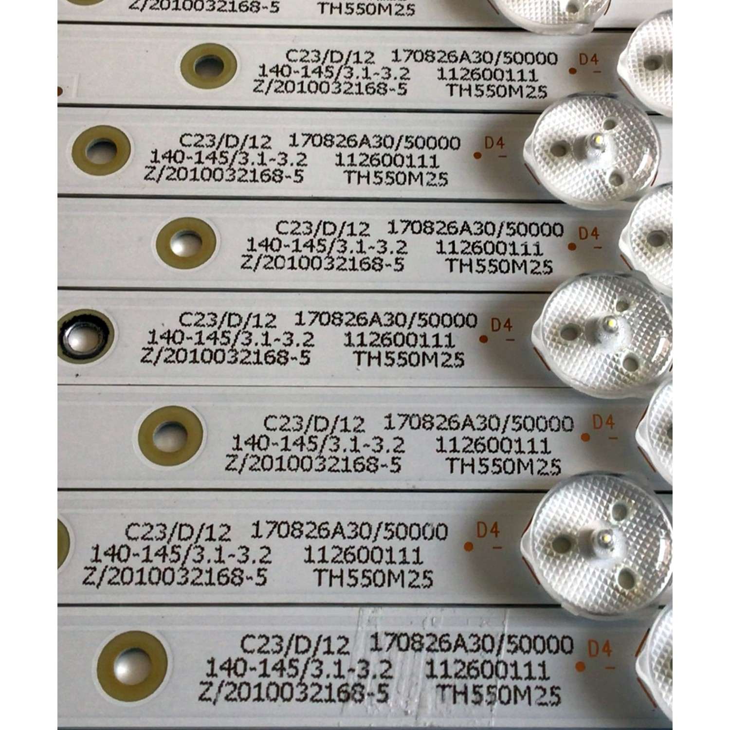 KIT DE LED'S PARA TV ELEMENT (10 PIEZAS) / NUMERO DE PARTE 303TH550073 / TFMT55D06-ZC22AG-03 / TH550M25 / 112600111 / PANEL T550-V35-DLED / MODELO E4J5517BF - Imagen 2