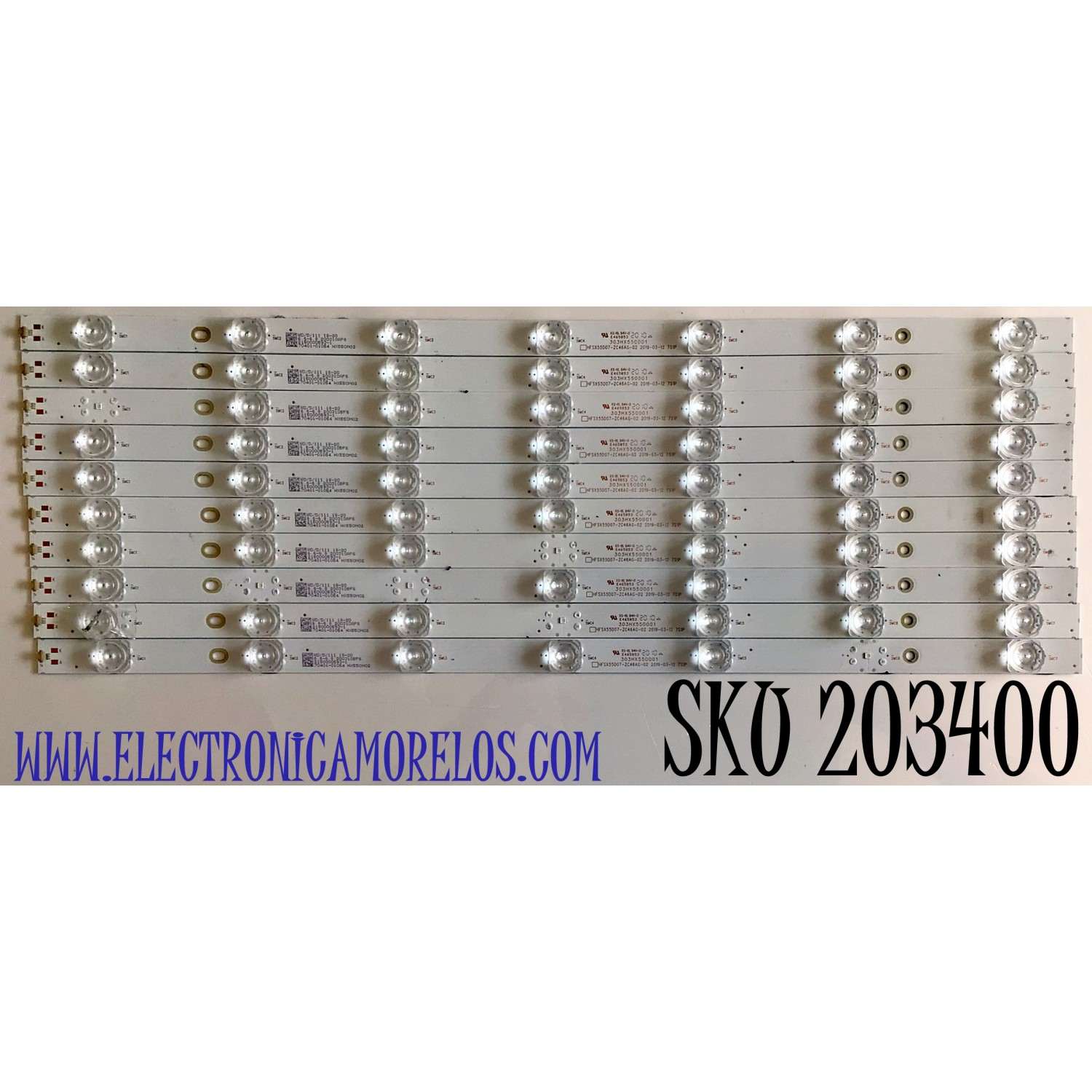 KIT DE LED'S PARA TV VIZIO (10 PIEZAS) / NUMERO PARTE 303HX550001 / HFSX55D07-ZC46AG-02 / HX550M02 / 70401-01054 / PANEL'S HV550QUB-H10 / BOEI550WU1 / MODELOS M556-G4 / M556-G4  LBNFQNAV / LBPFQNBV
