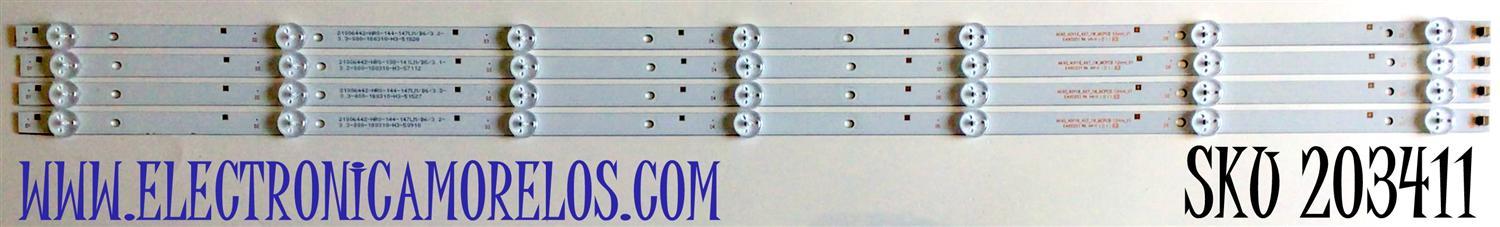 KIT DE LED'S PARA TV POLAROID (4 PIEZAS) / NUMERO DE PARTE AK40_40Y16_4X7_1W_MCPCB / AK40_40Y16_4X7_1W_MCPCB 12mm_V1 / 21006442-HRS / PANEL LSC400HN02-804 / MODELO PTV3915LED