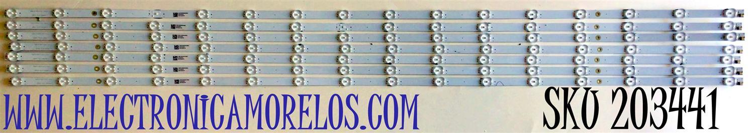 KIT DE LED'S PARA TV VIZIO (7 PIEZAS) NUMERO DE PARTE LB5514T / LB5514T V0_01 / 210BZ16D0B339CM00L / 81428  BC-J / PANEL TPT550U1-QVN05.U / MODELO M556-H1