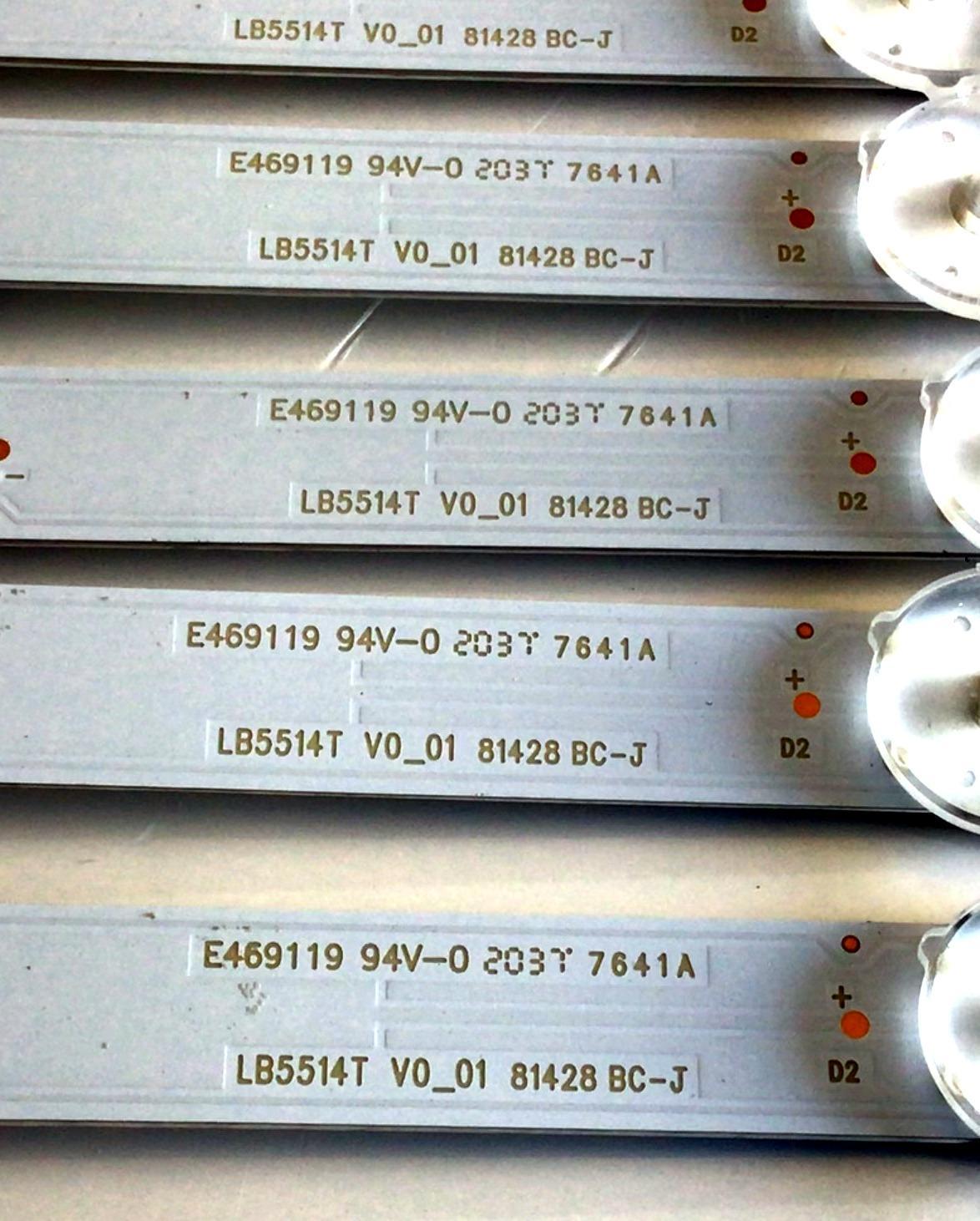 KIT DE LED'S PARA TV VIZIO (7 PIEZAS) NUMERO DE PARTE LB5514T / LB5514T V0_01 / 210BZ16D0B339CM00L / 81428  BC-J / PANEL TPT550U1-QVN05.U / MODELO M556-H1 - Imagen 2