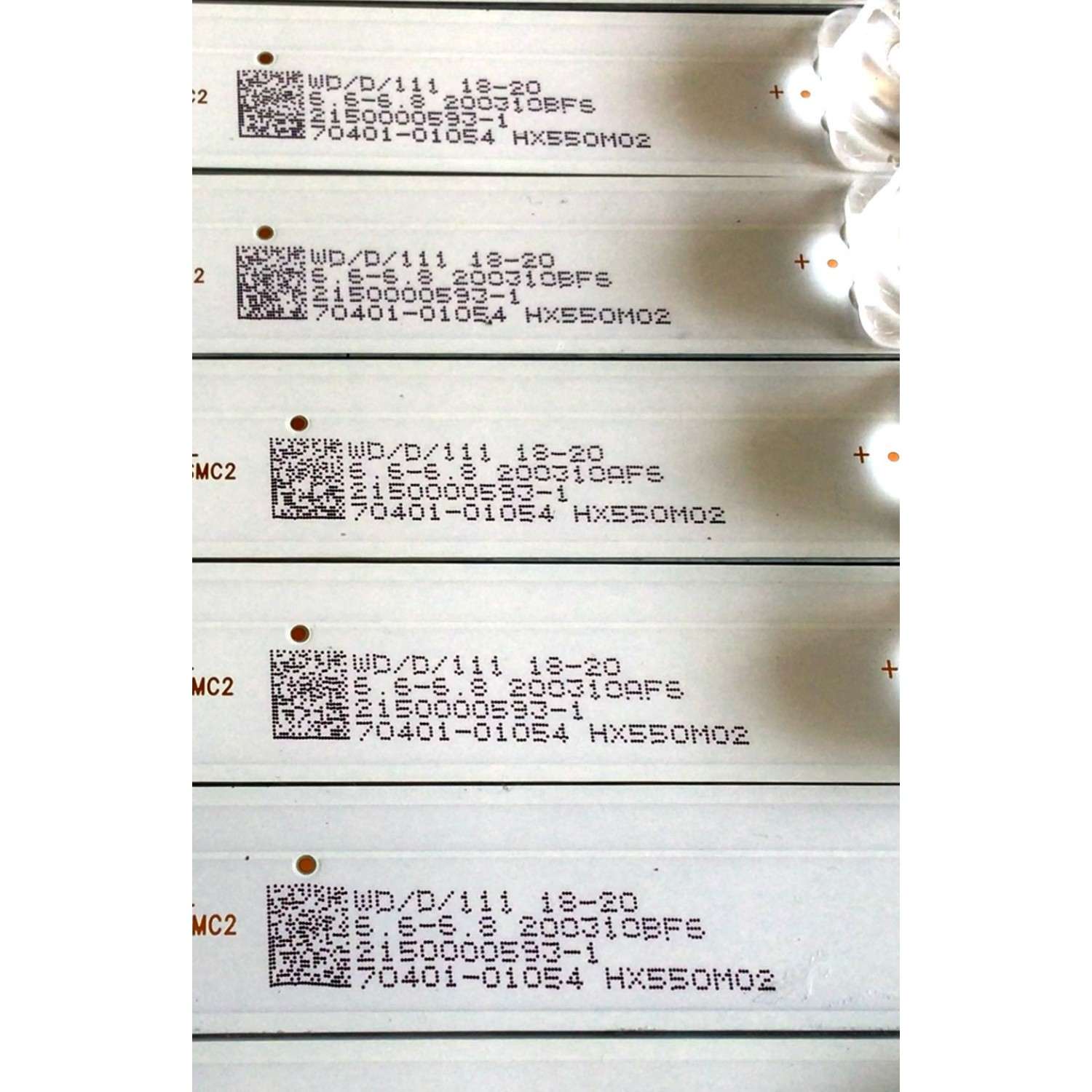 KIT DE LED'S PARA TV VIZIO (10 PIEZAS) / NUMERO PARTE 303HX550001 / HFSX55D07-ZC46AG-02 / HX550M02 / 70401-01054 / PANEL'S HV550QUB-H10 / BOEI550WU1 / MODELOS M556-G4 / M556-G4  LBNFQNAV / LBPFQNBV - Imagen 2
