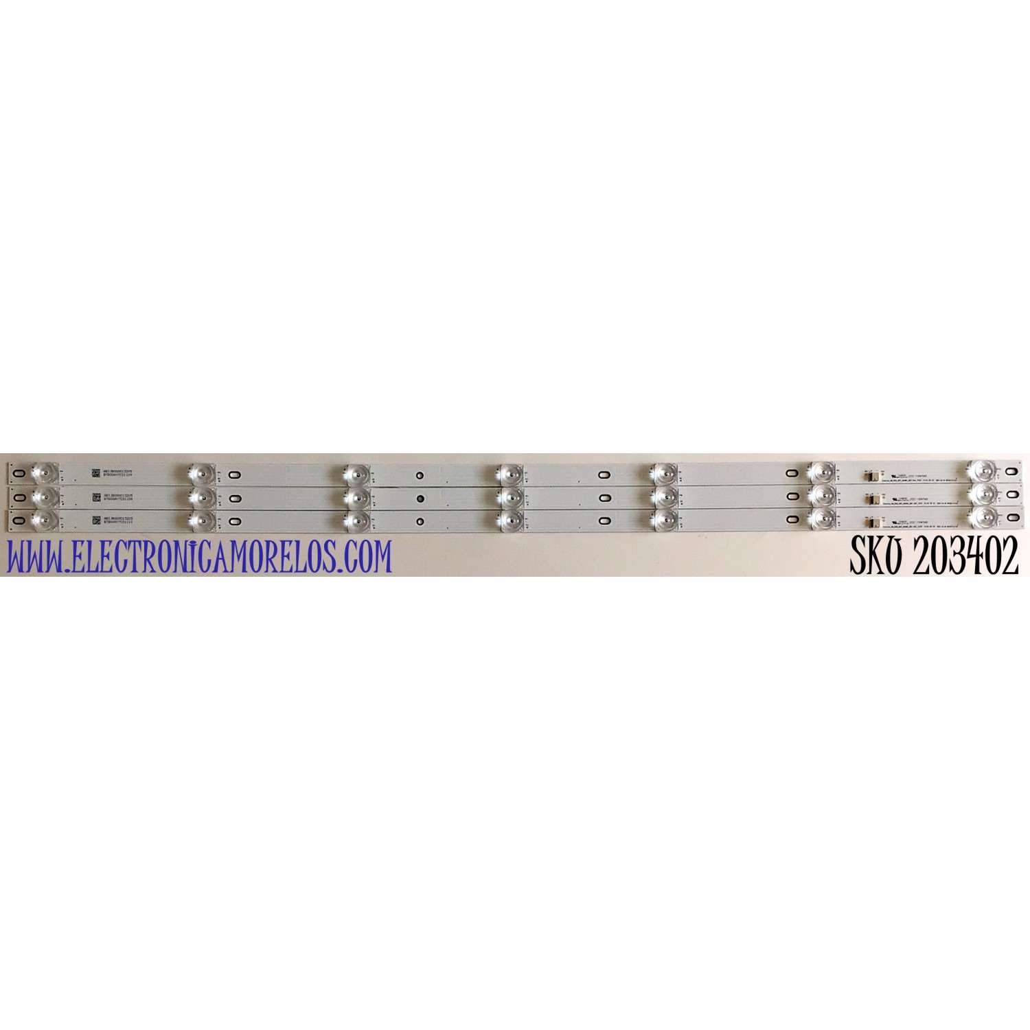 KIT DE LED'S PARA TV VIZIO (3 PIEZAS) / NUMERO DE PARTE INNOLUX_40_D03_3X7_3030C_D6T-2D1_7S1P / P116.35 C5  REV.V1-8 / ABIJB0000132X5 / PANEL V400HJ9-D03 / MODELO D40F-G9