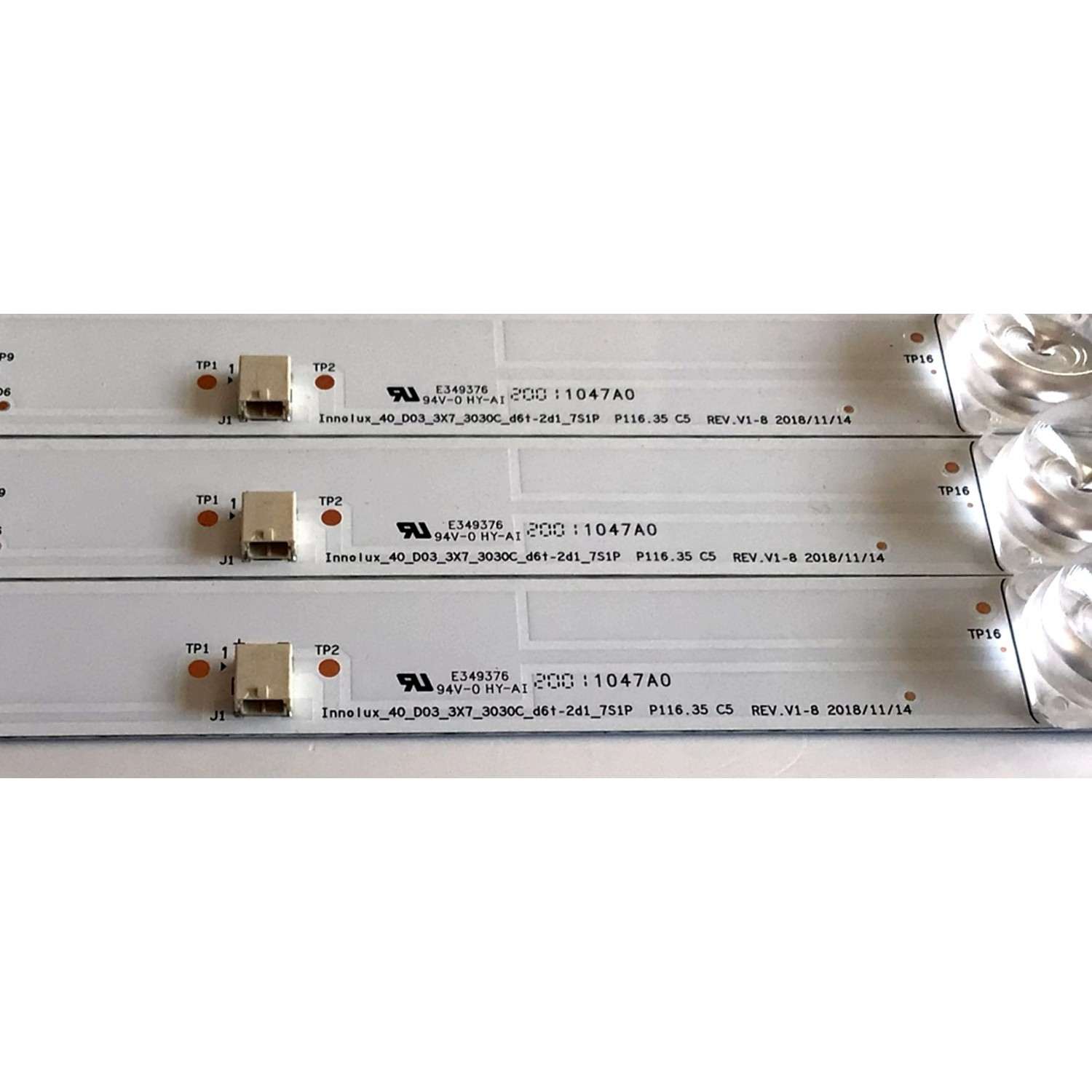 KIT DE LED'S PARA TV VIZIO (3 PIEZAS) / NUMERO DE PARTE INNOLUX_40_D03_3X7_3030C_D6T-2D1_7S1P / P116.35 C5  REV.V1-8 / ABIJB0000132X5 / PANEL V400HJ9-D03 / MODELO D40F-G9 - Imagen 3