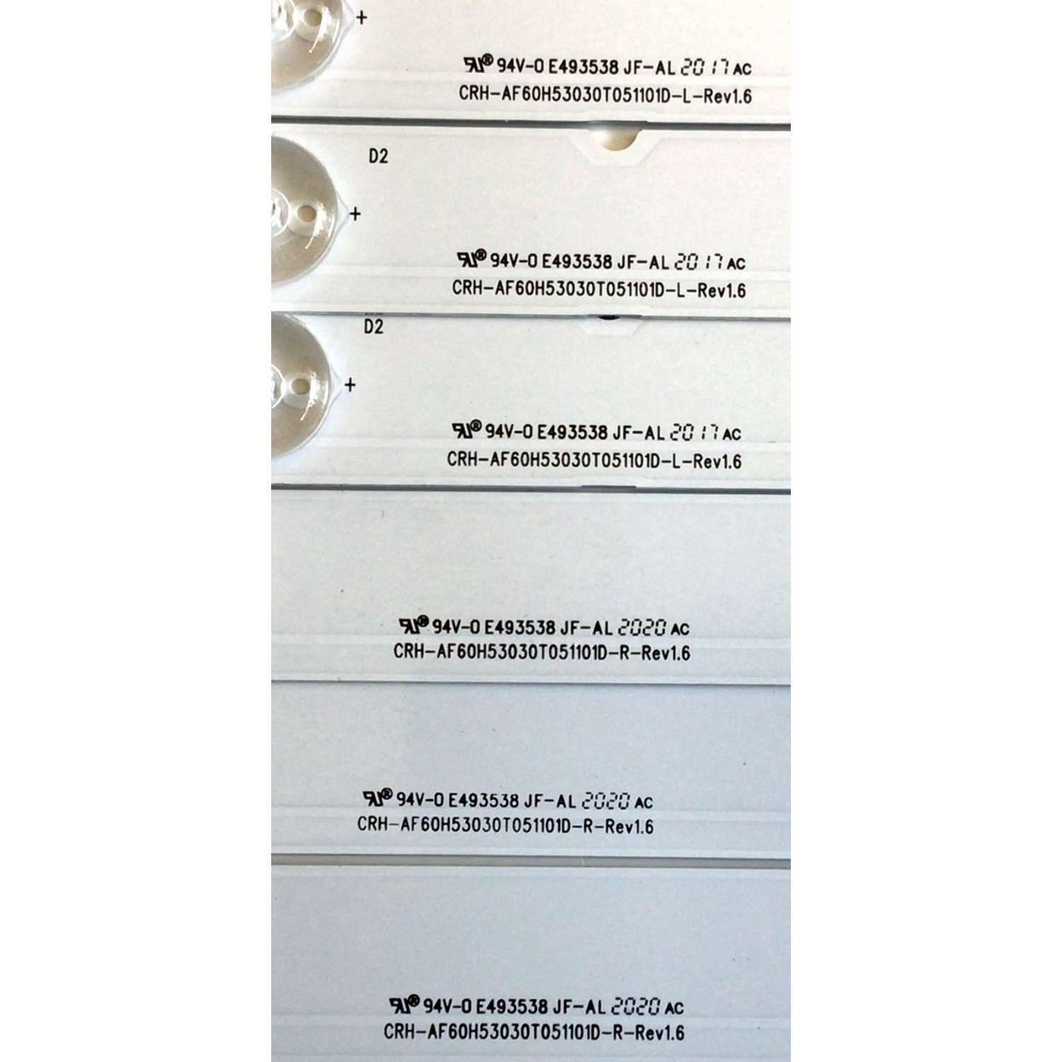 KIT DE LED'S PARA TV VIZIO (10 PIEZAS) / NUMERO DE PARTE AF60H53030T051101D / CRH-AF60H53030T051101D-L-REV1.6 / CRH-AF60H53030T051101D-R-REV1.6 / C605DL1020 / C605DL2020 / PANEL SD600DUA-5 / MODELO V605-H3 / V605-H3 LFTRA3KW - Imagen 2