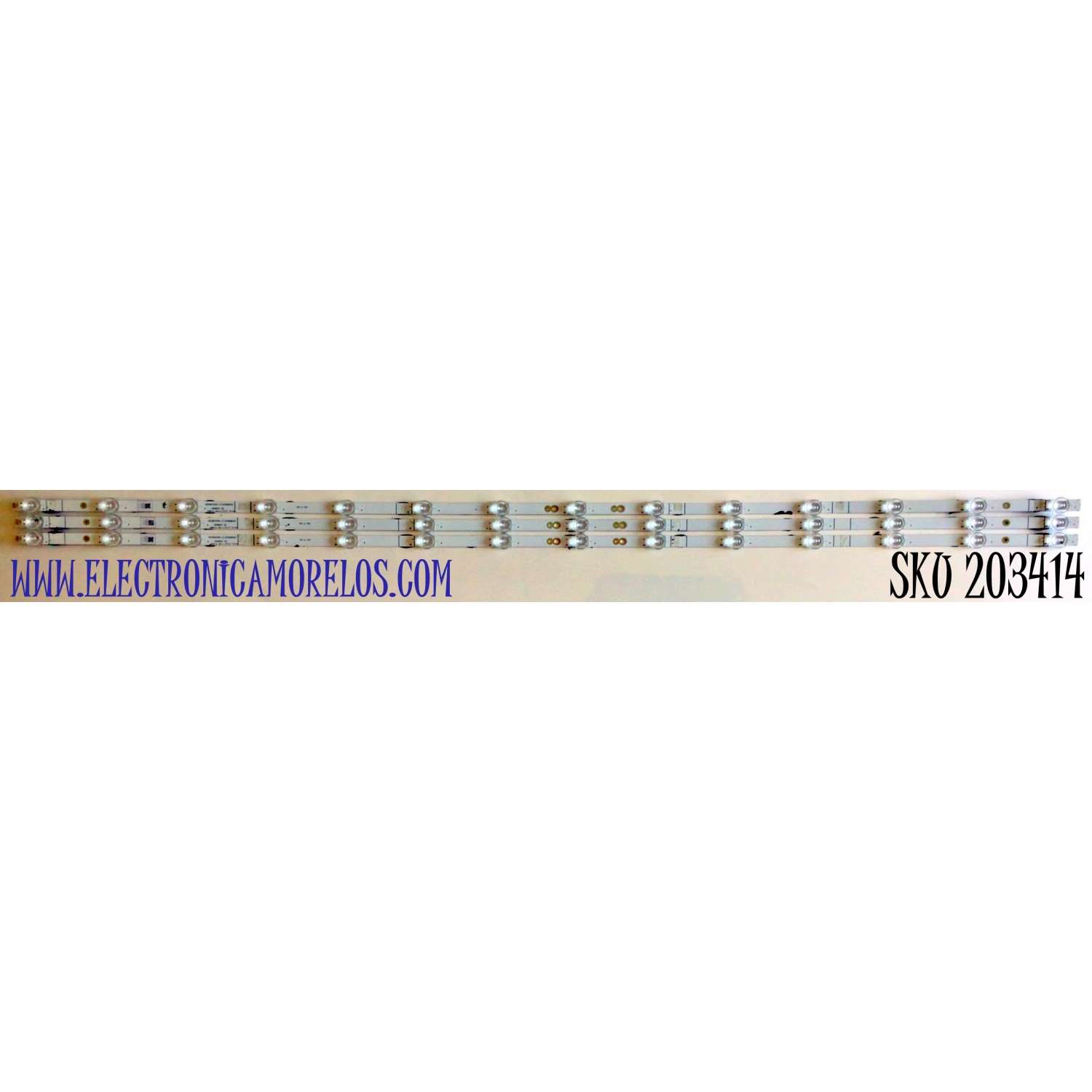 KIT DE LEDS PARA TV HISENSE ORIGINAL 3 PIEZAS / NUMERO DE PARTE LB58007 V0 / HD580X1U91-L1 / 2019080101 / 1234685 / 00965 / PANELS HD580X1U91-L1 / CV580U1-F01 / CV580U1-T01 / MODELOS 58R6E3 / 58H6500G