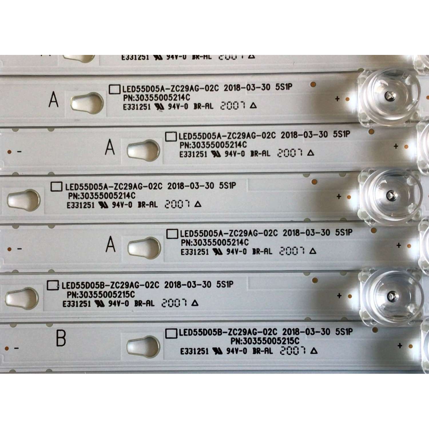 KIT DE LED'S PARA TV ONN / JVC / WESTINGHOUSE ((10PIEZAS)) / NUMERO DE PARTE LED55D05A-ZC29AG-02C / LED55D05B-ZC29AG-02C / 30355005214C / 30355005215C / 5500M005 / 5500M006 / PANEL T550QVN07.2 / LC550EQC-SMA4 / MODELOS 100012586 / WR55UT4009 / LT-55MAW595 - Imagen 3