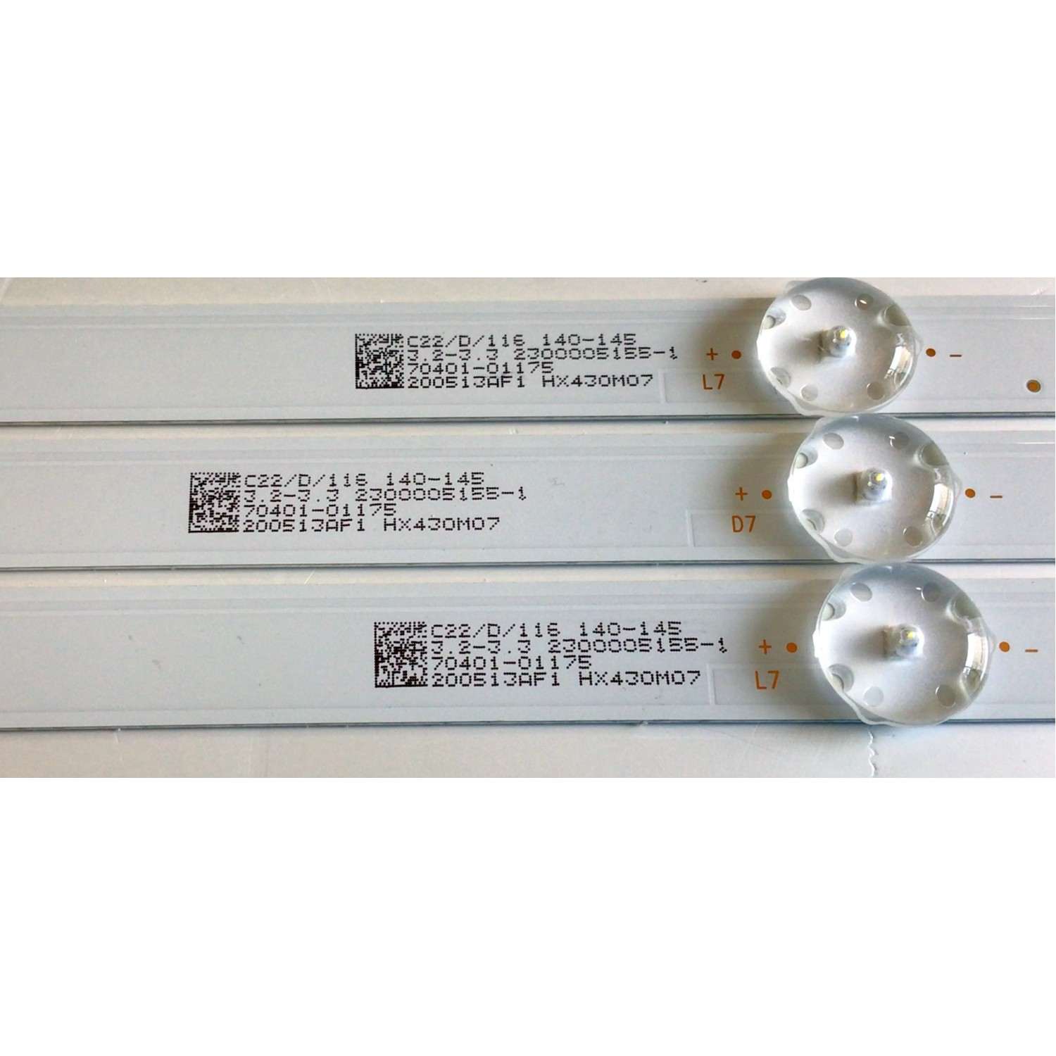 KIT DE LED'S PARA TV VIZIO (3 PIEZAS) NUMERO DE PARTE 303HX430033 / HFSX43D08-ZC22AG-04E / HX430M07 / PANEL'S BOEI430WU1 / MODELO D43FX-F4 - Imagen 4