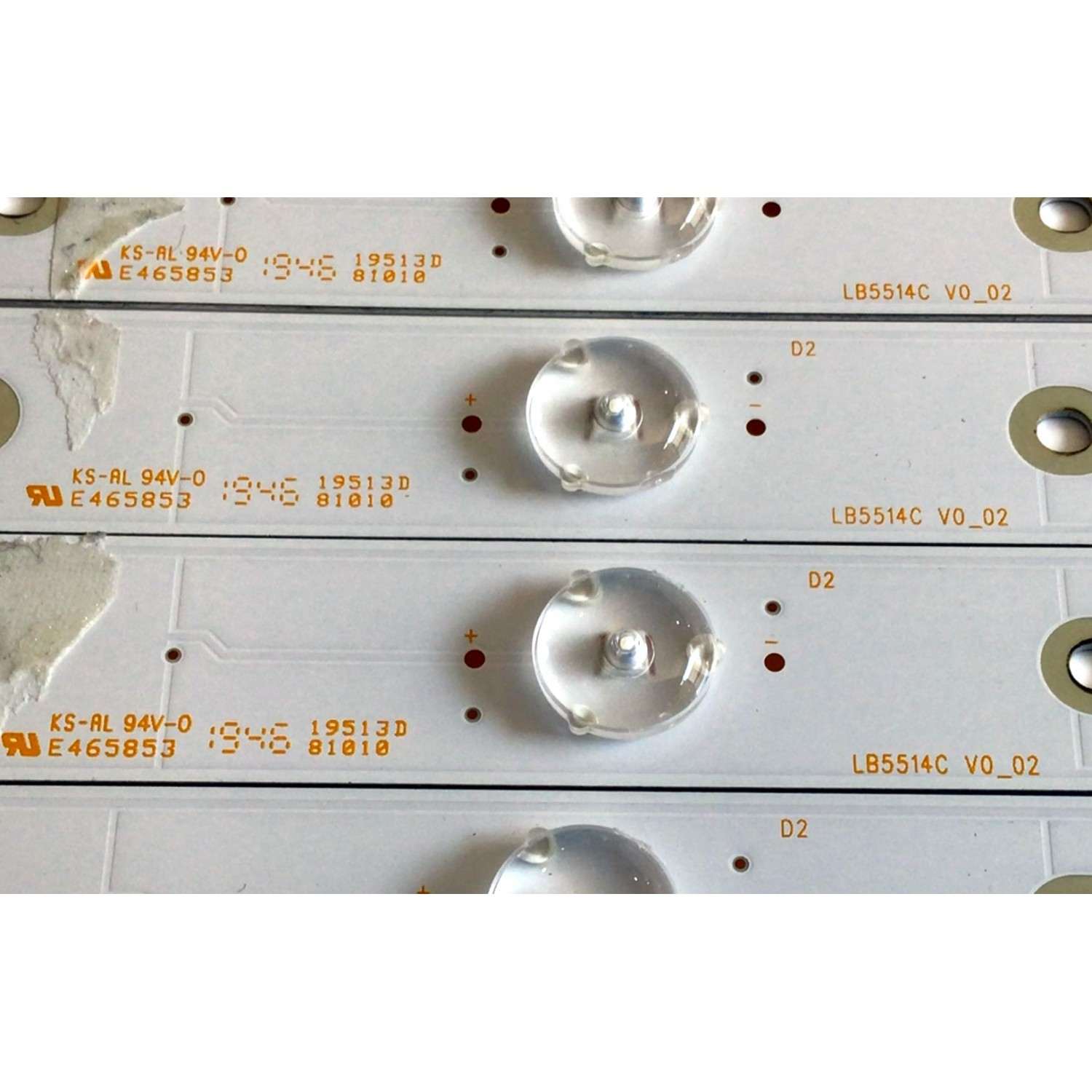 KIT DE LED'S PARA TV VIZIO (20 PIEZAS) / NUMERO DE PARTE LB5514C / LB5514C V0_02 / LB5514C V1_02 / 210BZ06DR / 210BZ12DL / PANEL TPT550U1-QVN05.U  REV:S5DB1C / MODELOS M558-G1 / M558-G1 LTMWYGKV / LTCWYGNW / M558-G1 LTMWYGLV - Imagen 4