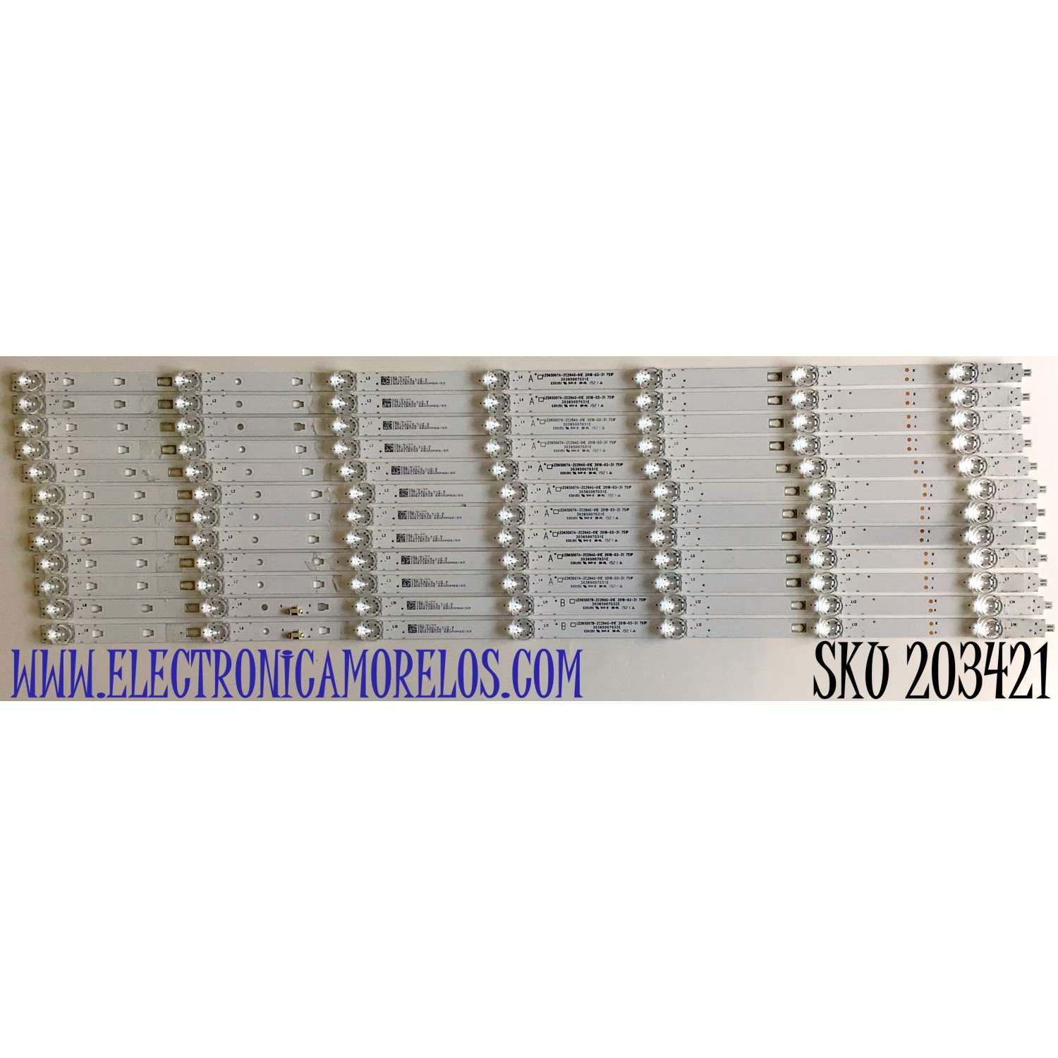 KIT DE LED'S PARA TV WESTINGHOUSE (12 PIEZAS) / NUMERO DE PARTE LED65D07A-ZC29AG-01E / LED65D07B-ZC29AG-01E / 30365007031E / 30365007032E / 190611BC08 / 1010306638 / 65000M22 / PANEL'S JR645R3HA7L / LSC650FN04-3 / MODELO WR65UX4019
