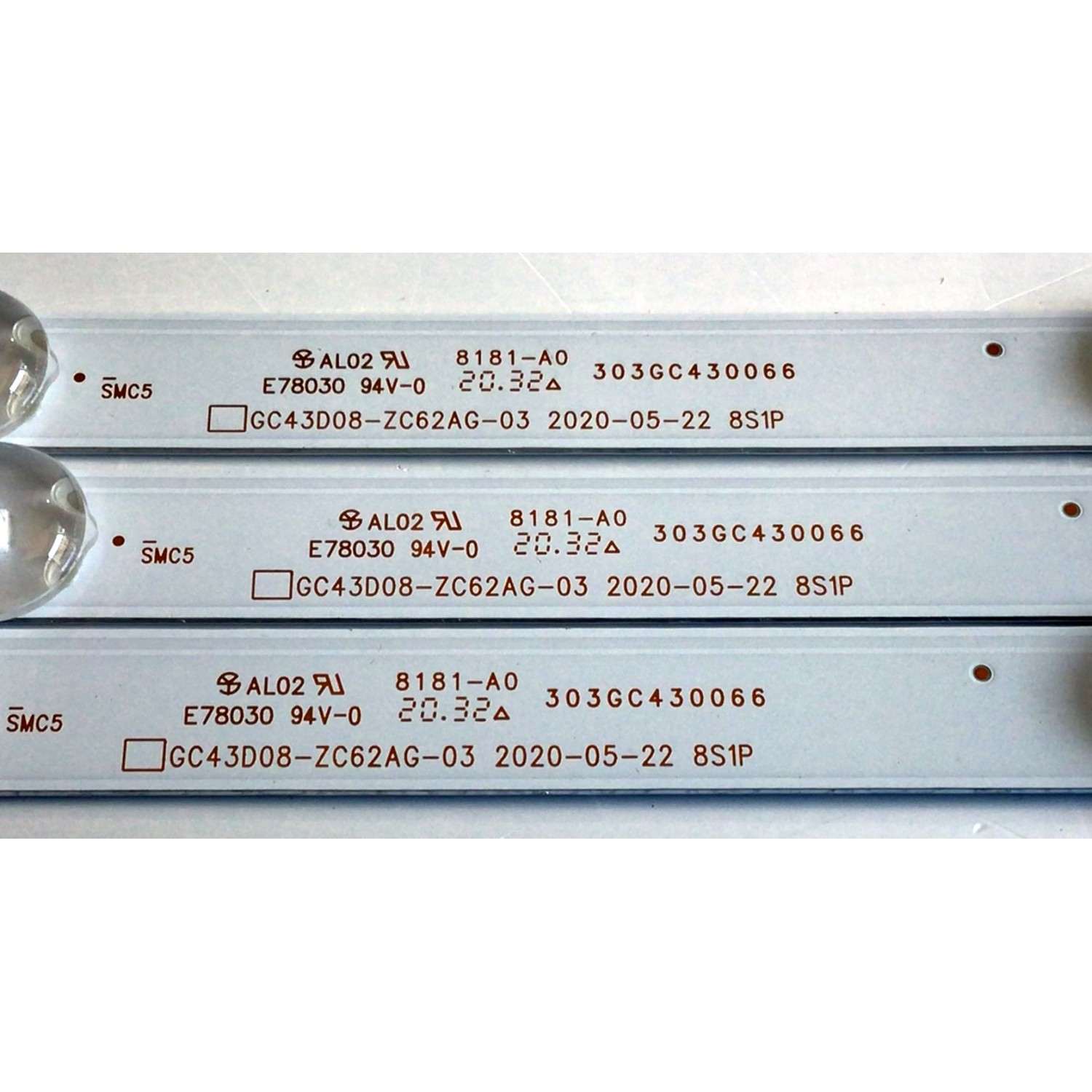 KIT DE LED'S PARA TV INSIGNIA (3 PIEZAS) / NUMERO DE PARTE 303GC430066 / 303GC430066D / GC43D08-ZC62AG-03 / GC430M47 / 70401-01223 / PANEL BOEI430WU1-01 / MODELO NS-43D420NA20 - Imagen 3