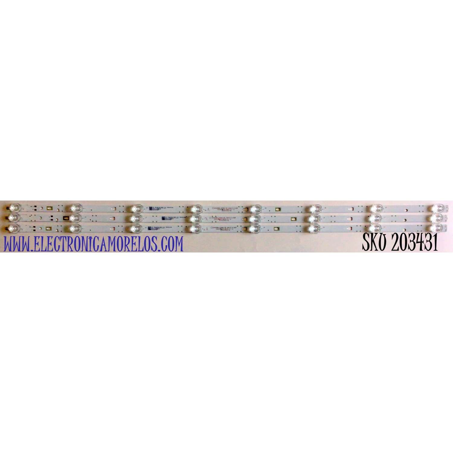 KIT DE LEDS ORIGINAL PARA TV WESTINGHOUSE 3 PIEZAS / NUMERO DE PARTE 30342008210E / LED42D08A-ZC26AG-01E / 42000M57 / PANEL V430DJ1-Q01 REV.C1 / DISPLAY CC430PV2D VER.03 / MODELOS WR43UX4019 / LT-43MAW605