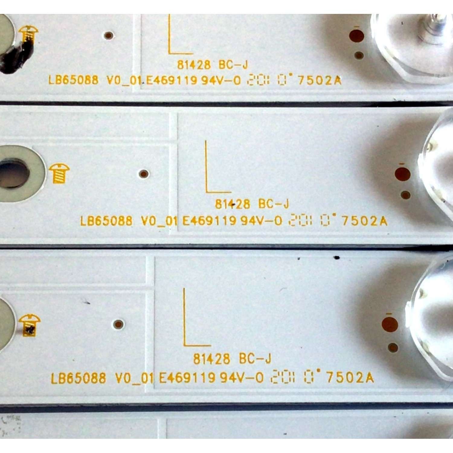 KIT DE LED'S PARA TV VIZIO (20 PIEZAS) NUMERO DE PARTE LB65088 / LB65088 V1_01 / LB65088 V0_01 / 210BZ06DR / 210BZ12DL  / PANEL TPT650UA-QVN07.U / MODELO M65Q8-H1 - Imagen 4