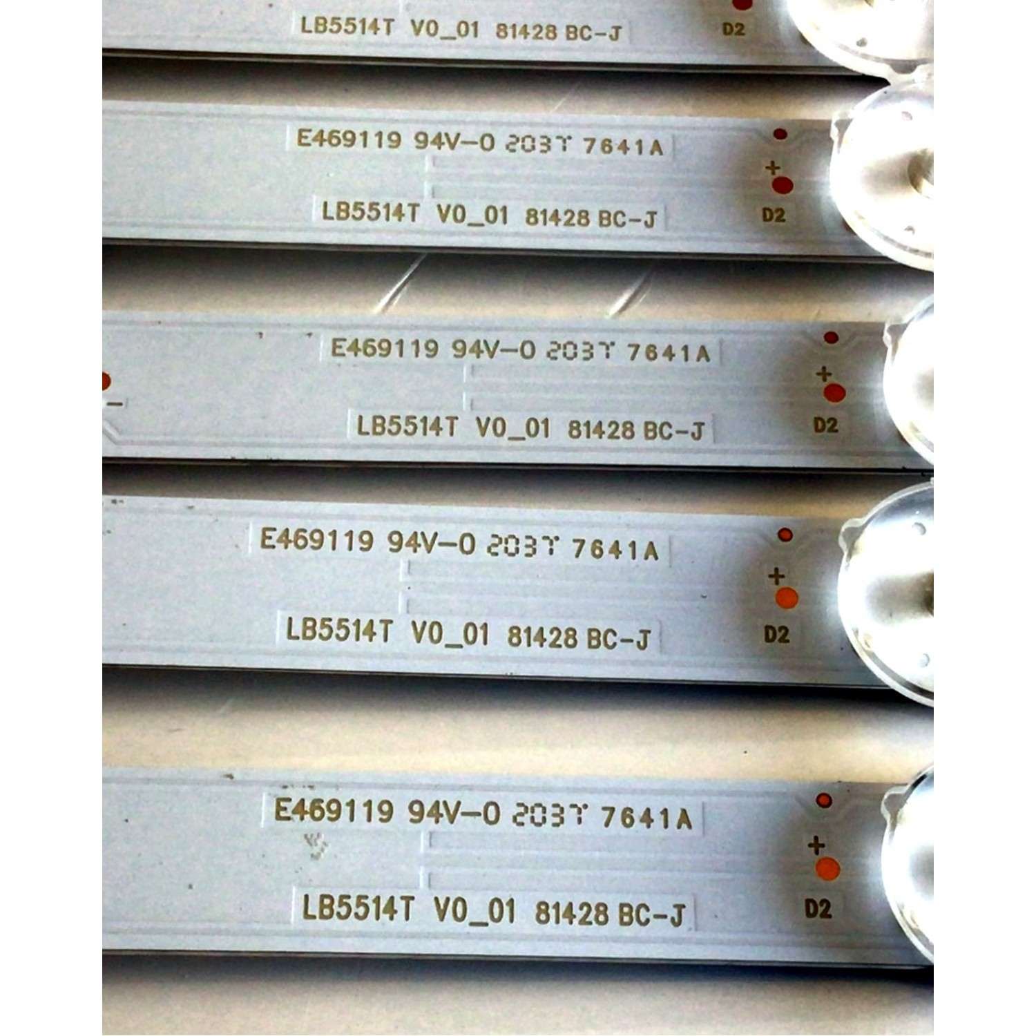 KIT DE LED'S PARA TV VIZIO (7 PIEZAS) NUMERO DE PARTE LB5514T / LB5514T V0_01 / 210BZ16D0B339CM00L / 81428  BC-J / PANEL TPT550U1-QVN05.U / MODELO M556-H1 - Imagen 2