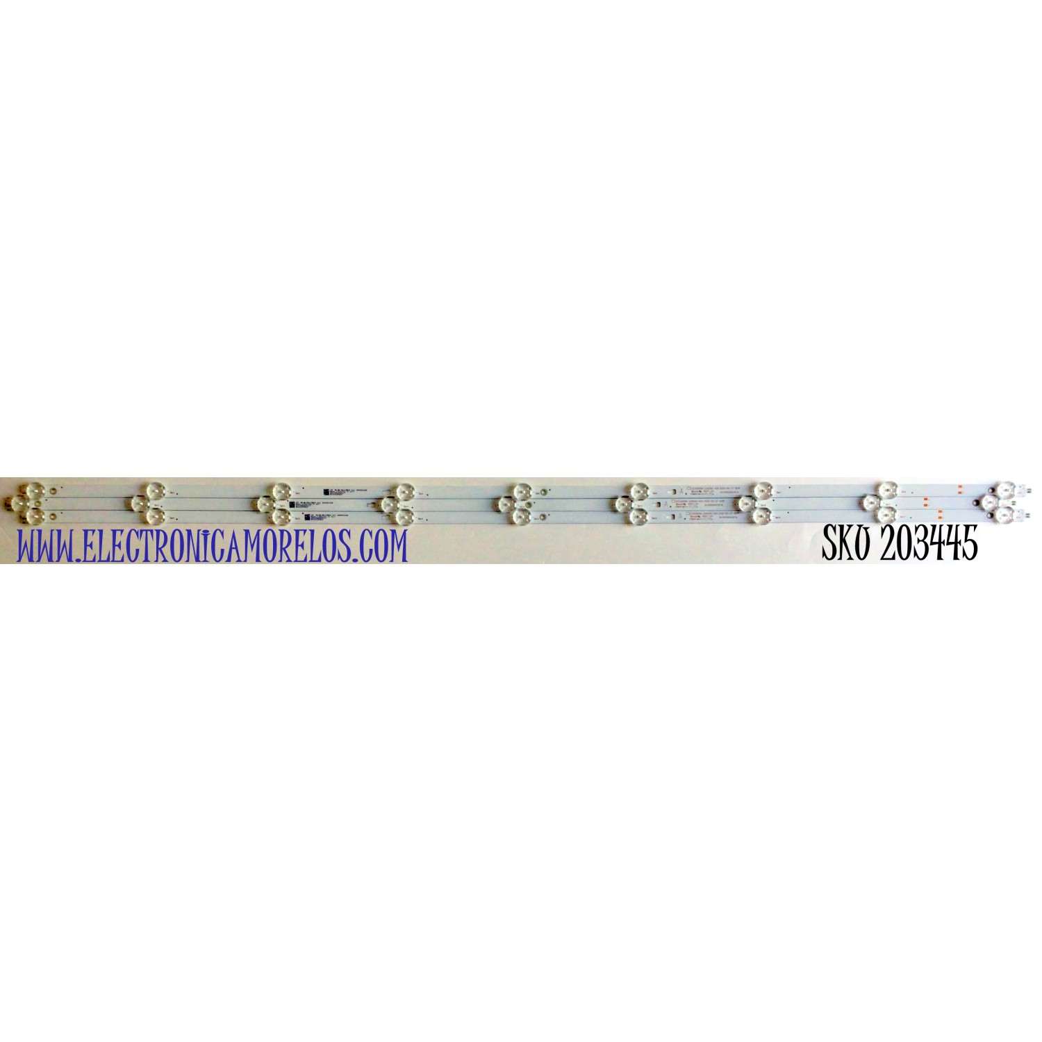KIT DE LEDS ORIGINAL PARA TV ONN 3 PIEZAS / NUMERO DE PARTE LED50D09A-ZC62AG-02 / 30350009207 / LED50D09A-ZC62AG-02A / 30350009207A / LED50D09A-ZC62AG-02D / 30350009207D / PANEL V500DJ7-QE1 / MODELOS 100012585 / 100097811 / E4AA50R / RTRU5027-B-US