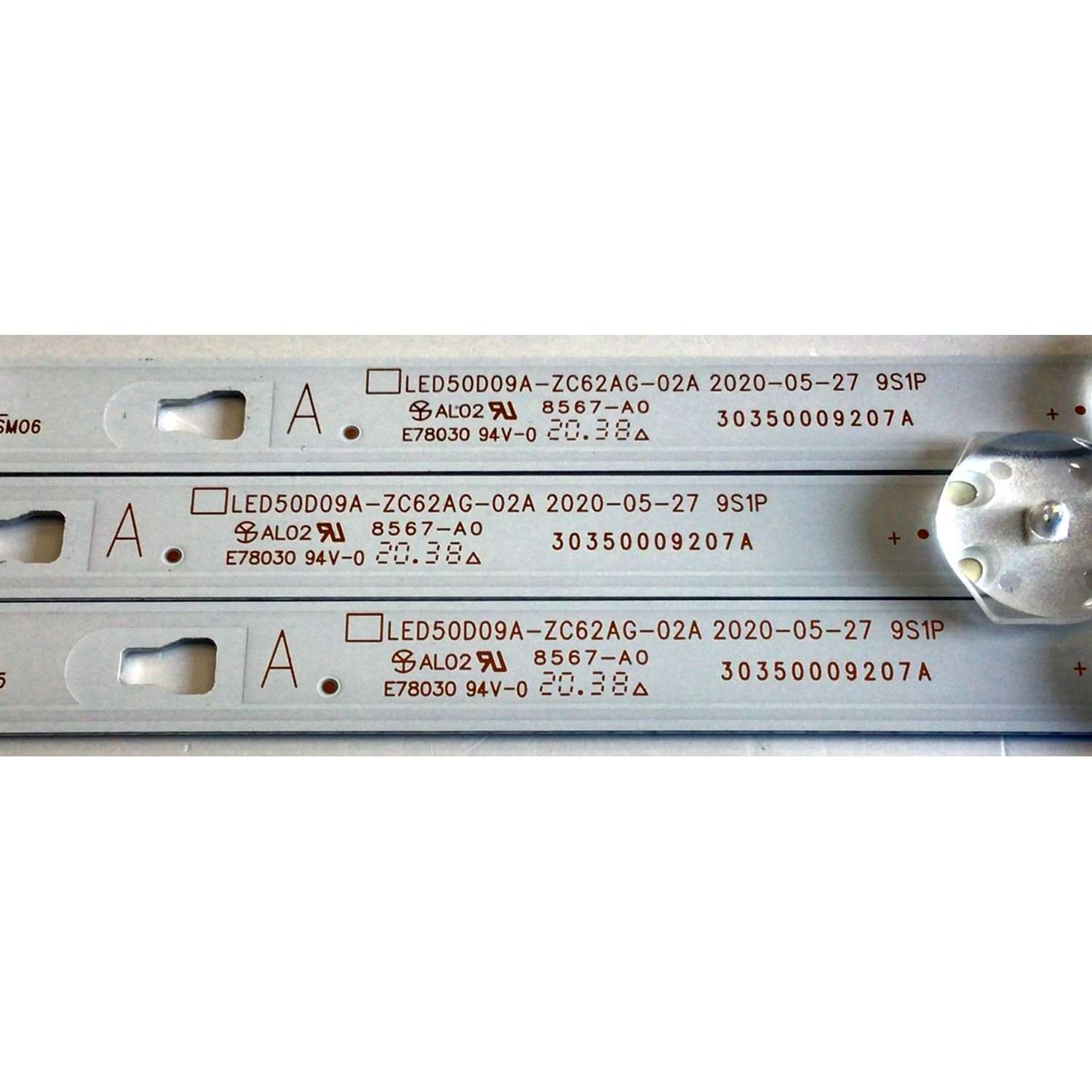KIT DE LEDS ORIGINAL PARA TV ONN 3 PIEZAS / NUMERO DE PARTE LED50D09A-ZC62AG-02 / 30350009207 / LED50D09A-ZC62AG-02A / 30350009207A / LED50D09A-ZC62AG-02D / 30350009207D / PANEL V500DJ7-QE1 / MODELOS 100012585 / 100097811 / E4AA50R / RTRU5027-B-US - Imagen 3