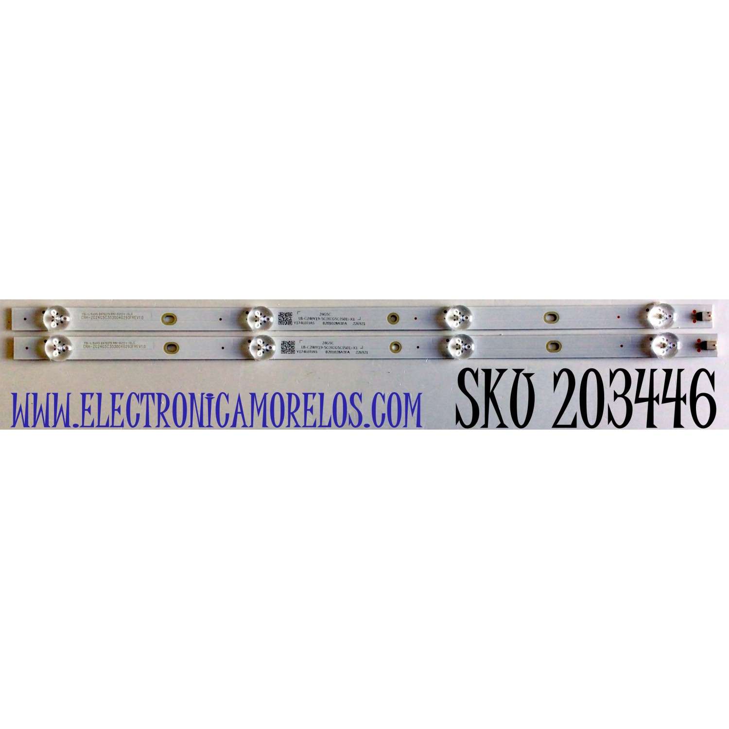 KIT DE LED'S PARA TV ONN (2 PIEZAS) NUMERO DE PARTE ZG24G5C3030040293F / CRH-ZG24G5C3030040293FREV1.0 / LB-C240Y19-5C(XCG5CLS01)-X1 / Y174L07JA5 / B201028A3FA / 226921 / 24G5C / PANEL C240Y19-D6 / MODELO 10012590