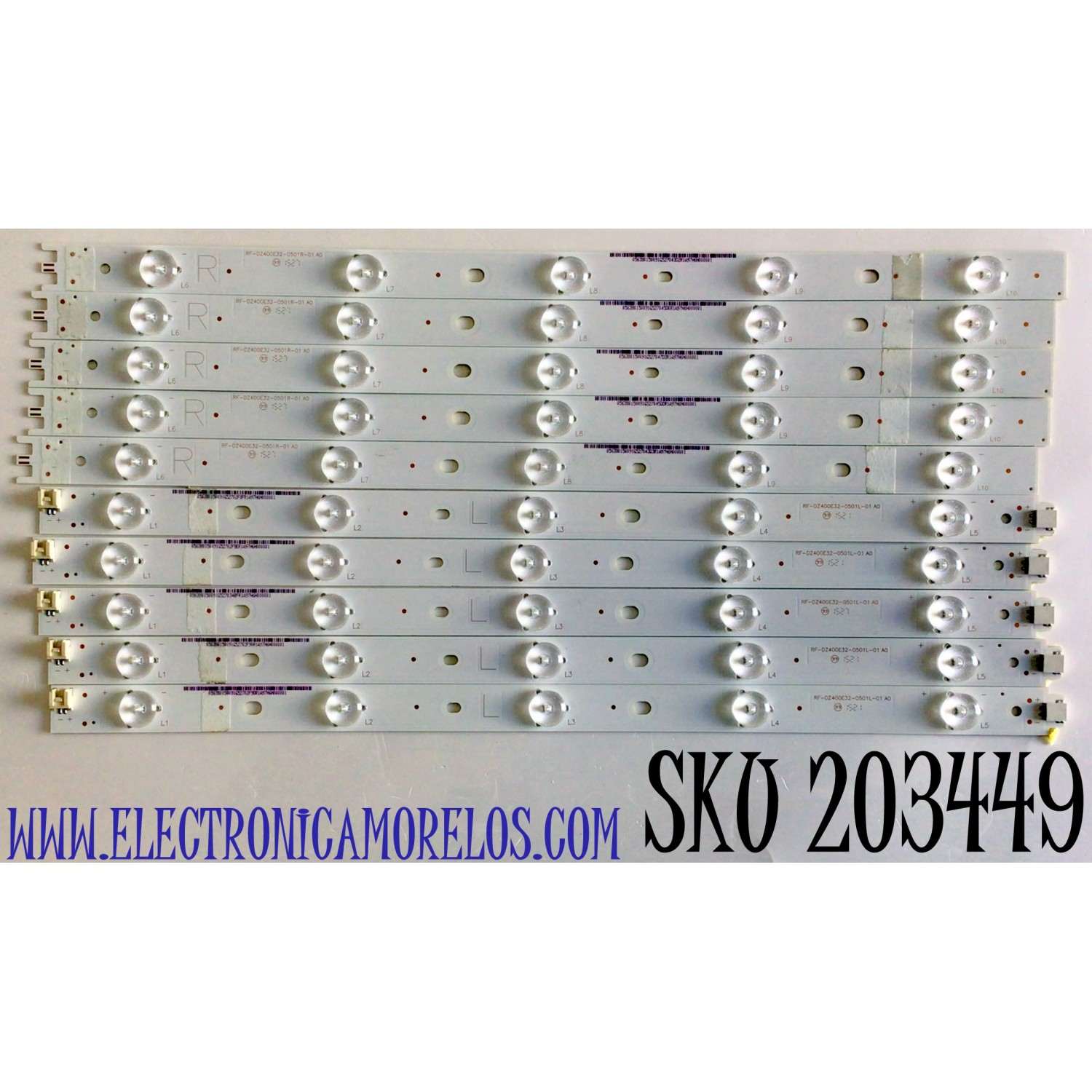 KIT DE LED'S PARA TV VIZIO (10 PIEZAS) NUMERO DE PARTE RF-DZ400E32-0501 / RF-DZ400E32-0501L-01 / RF-DZ400E32-0501R-01 / 056380150091 / MODELOS E40-C2 / E40-C2  LWZQSFCR