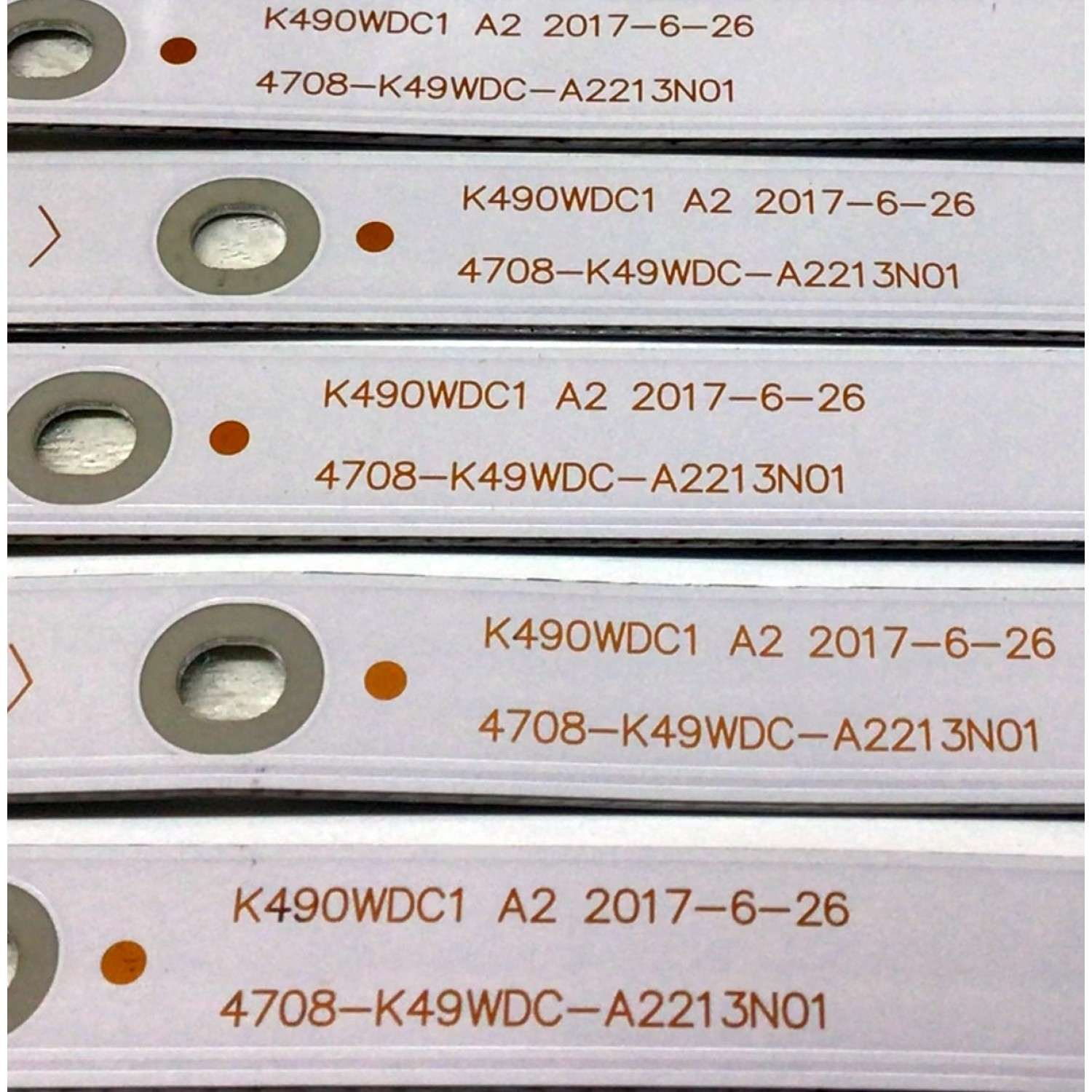 KIT DE LED'S PARA TV W BOX (9 PIEZAS) / NUMERO DE PARTE 4708-K49WDC-A2213N01 / K490WDC1 A2 / K490WDC1188072 / 471R1P62 / PANEL K490WDC2 / MODELO 0E-49LED4K / IM-49US820 - Imagen 3