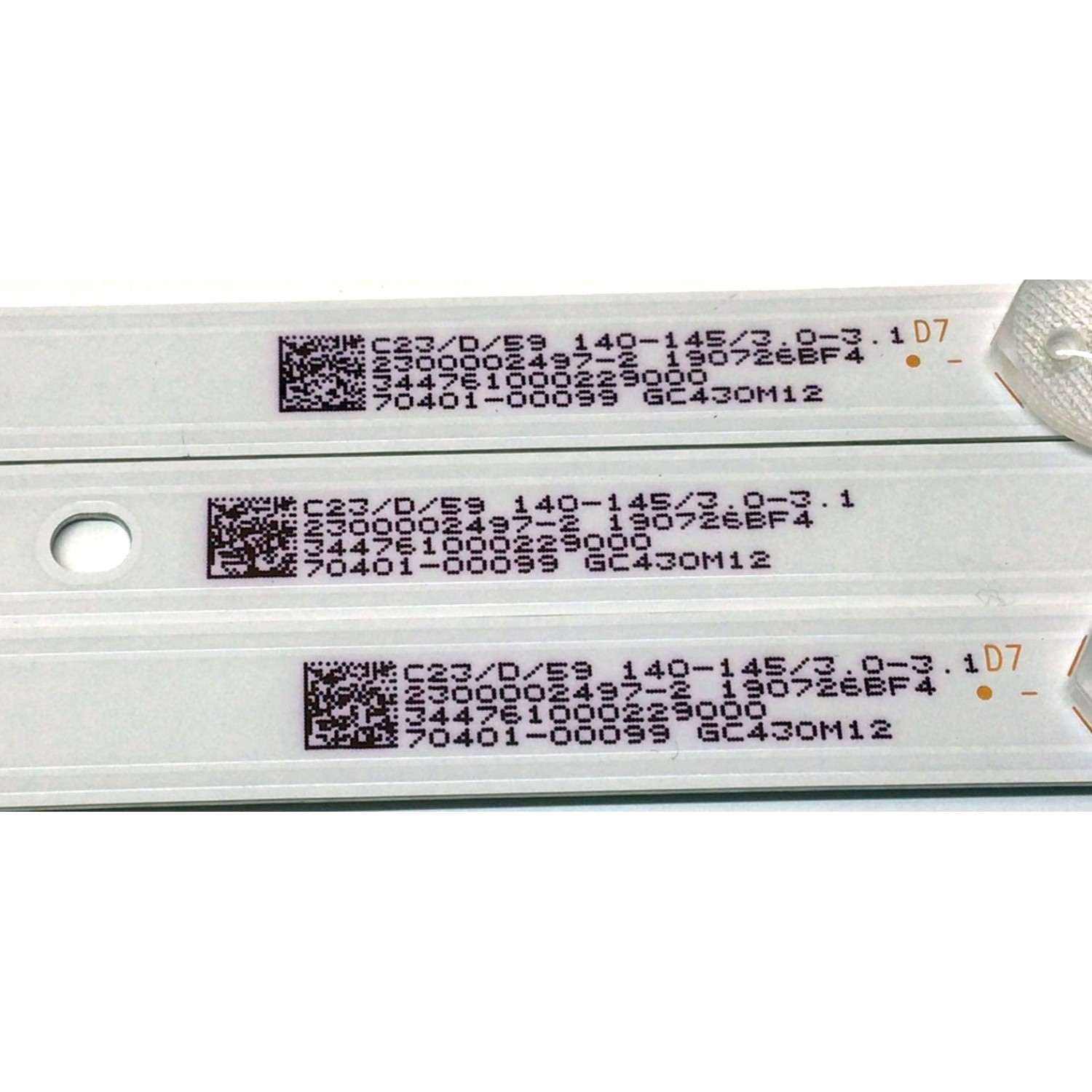 KIT DE LED'S PARA TV SAMSUNG (3 PIEZAS) / NUMERO DE PARTE 303GC430044E / GC43D08-ZC22AG-17E / GC430M12 / 344761000229000 / 70401-00099 / 6222-A0 / MODELO UN43N5300AFXZA - Imagen 4