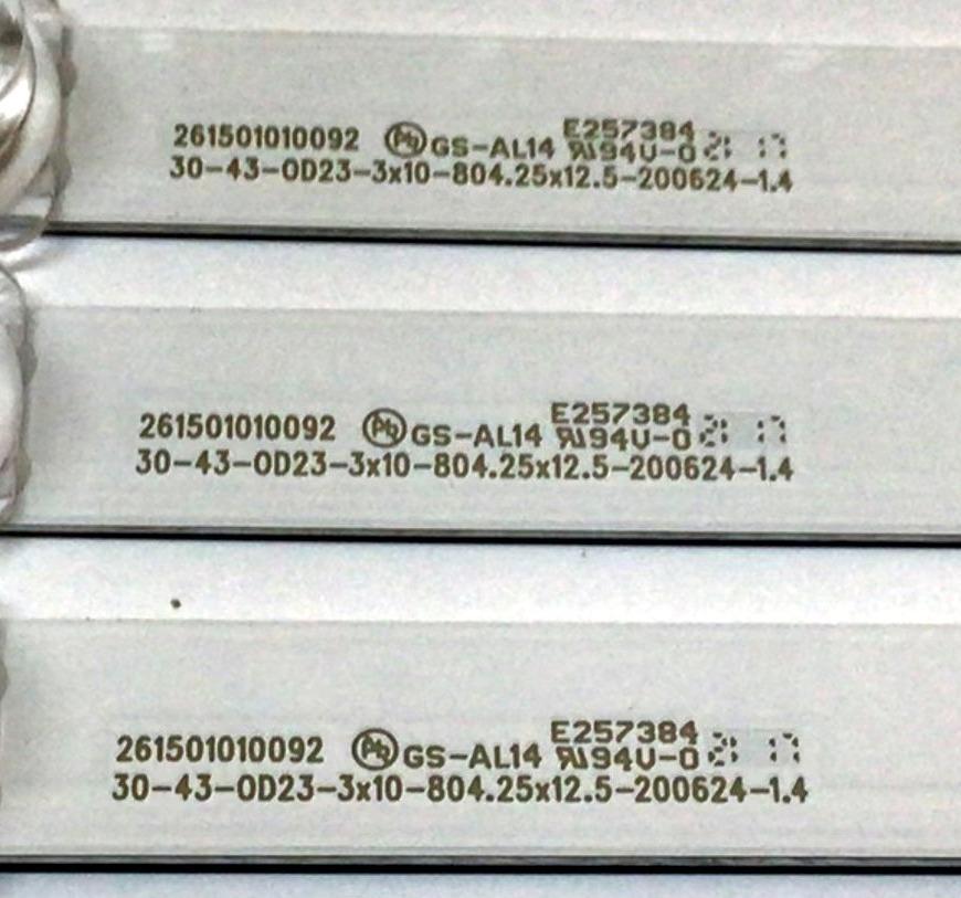 KIT DE LED´S PARA TV SAMSUNG (3 PIEZAS) / NUMERO DE PARTE 261501010092 / E257384 / 200624-1.4 / 00943Y / 2433B / PANEL CY-BT043HGAR1V / MODELO UN43TU7000FXZA AE10 / UN43TU700DFXZA AE10 - Imagen 2