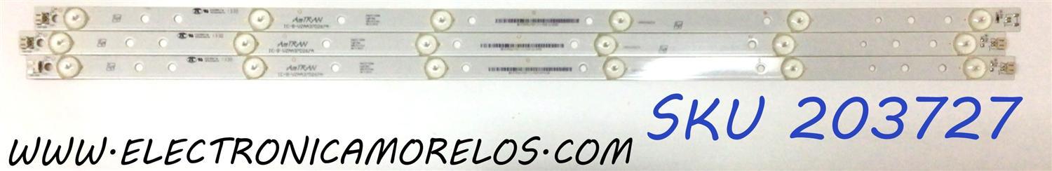 KIT DE LED´S PARA TV JVC (3 PIEZAS) / NUMERO DE PARTE IC-B-VZAA37D267A / E227809 / F95M4LP40F / 098101022111 / EM37T-700M / PANEL HV365WX2-200 / MODELO EM37T