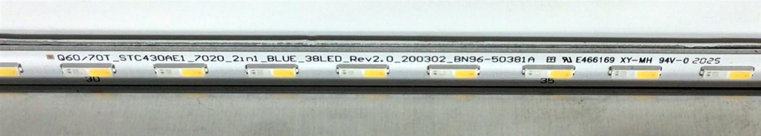 LED PARA TV SAMSUNG QLED / NUMERO DE PARTE BN96-50381A / STC430AE1 / Q60/70T_STC430AE1_7020_2IN1_BLUE_38LED_REV2.0_200302_BN96-50381A / BN61-15482A 006 / Y18 43'' NU7100F/NU7000F/NU5500F / PANEL CY-RT043HGAV2H / MODELO QN43Q60TAF / (MEDIDAS 94CM x 12CM) - Imagen 4