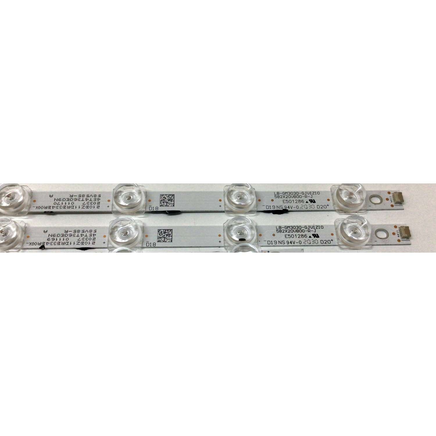 KIT DE LED´S PARA TV TOSHIBA (4 PIEZAS) / NUMERO DE PARTE LB-GM3030-GJVIZIO582X20VB00-L-J / LB-GM3030-GJVIZIO582X20VB00-R-J / E501286 / 58V585-L / 58V585-R / 210BZ09DLB334BR00X / 210BZ11DRB334BR00X / PANEL TPT580B5-U1T01.D / MODELO V585-H11 - Imagen 3