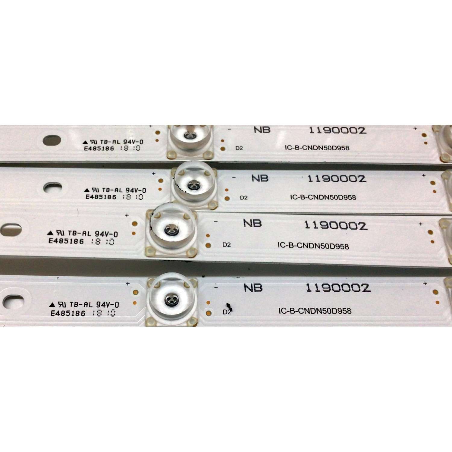 KIT DE LED´S PARA TV HISENSE ((4 PIEZAS)) / NUMERO DE PARTE IC-B-CNDN50D958 / 1190002 / E485186 / HE50 / CNDN50D958 / PANEL HD500S1U51-T0L3\S0\GM\ROH / DISPLAY T500QVN03.7 / MODELO 50H8E - Imagen 3