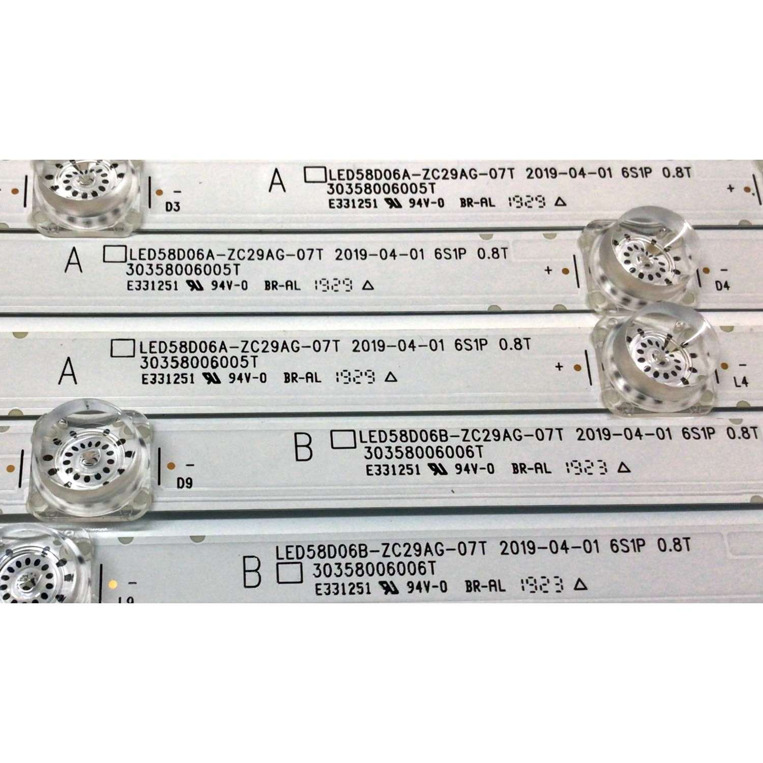 KIT DE LED´S PARA TV WESTINGHOUSE (10 PIEZAS) / NUMERO DE PARTE LED58D06A-ZC29AG-07T / LED58D06B-ZC29AG-07T / 30358006005T / 30305800606T / E331251 / PANEL CC575PU1L01 / MODELO WR58UX4019 - Imagen 3