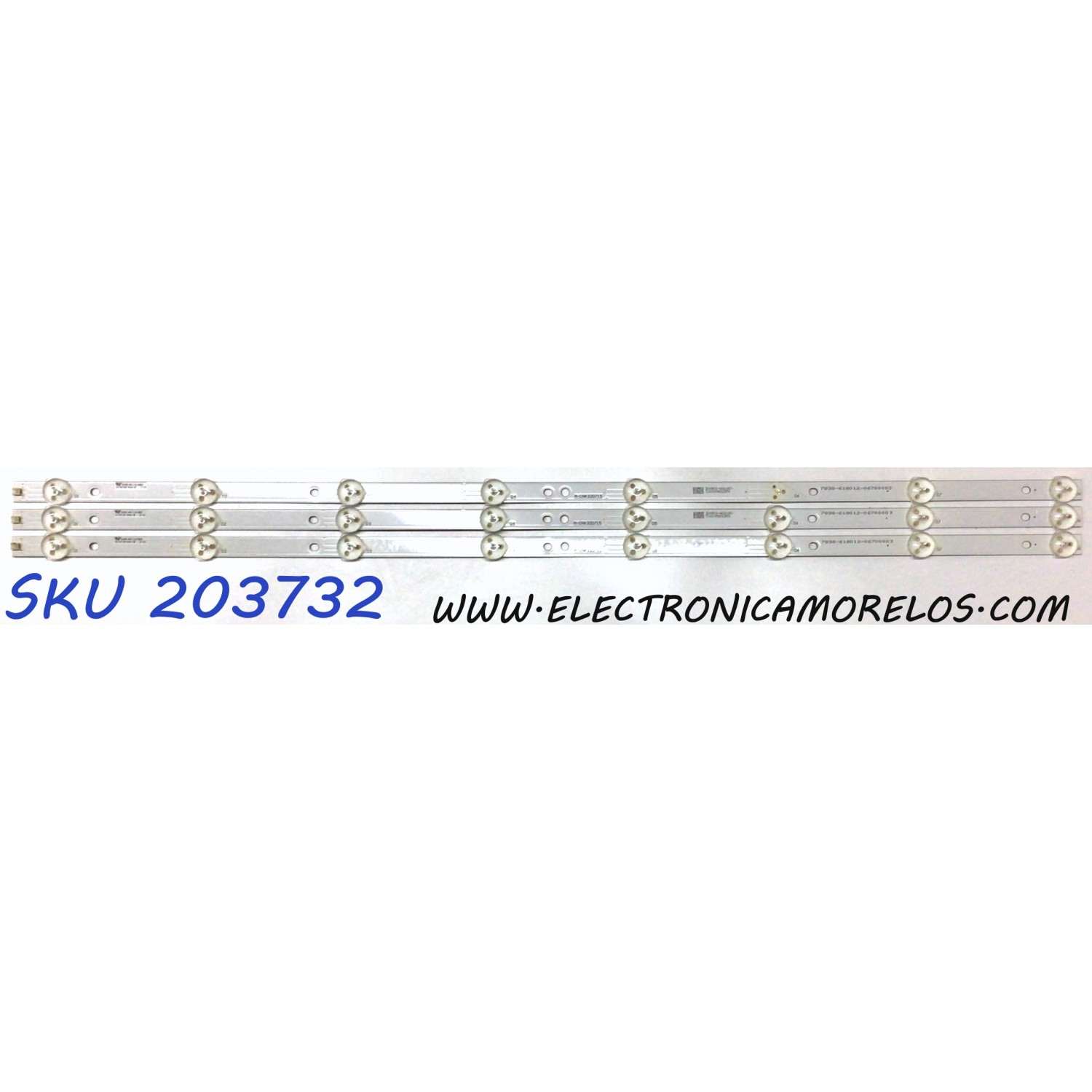 KIT DE LED´S PARA TV (3 PIEZAS) / NUMERO DE PARTE A-CNK32D715 / 7838-618012-06700003 / TCA108MA062RPA / E74739 / WE116V0A
