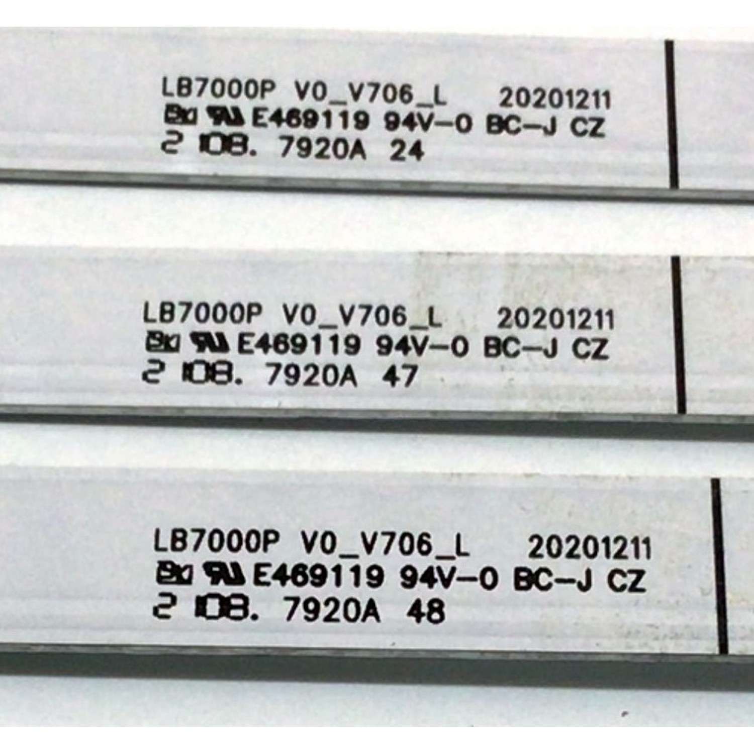 KIT DE LED´S PARA TV VIZIO (12 PIEZAS) / NUMERO DE PARTE LB7000P / LB7000P V0_V706_L / LB7000P V1_V706_R / 7839-699012-04361221 / 7839-704012-04361221 / E469119 / 7920A / 7921A / 20201211 / MODELO V706-J03 - Imagen 3