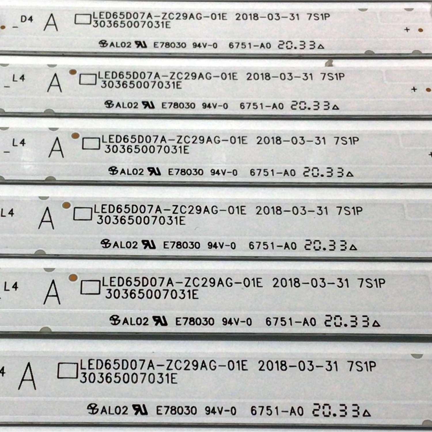 KIT DE LED´S PARA TV WESTINGHOUSE (12 PIEZAS) / NUMERO DE PARTE LED65D07A-ZC29AG-01E / 30365007031E / 65000M22S / MODELO WR65UX4019 - Imagen 2