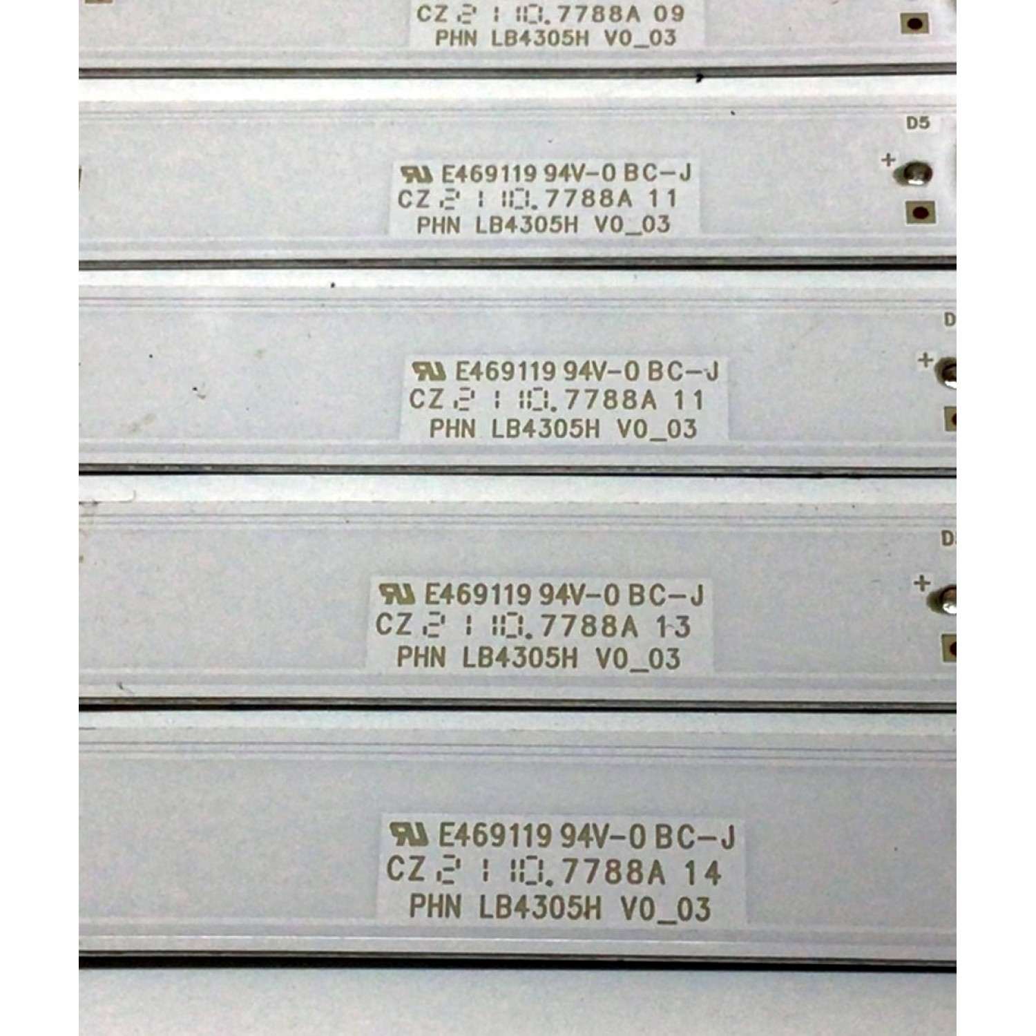 KIT DE LED´S PARA TV SONY (5 PIEZAS) / NUMERO DE PARTE LB4305H / LB4305H V0_03 / 4305H00003 / E469119 / 7788A / MODELO KD-43X80J - Imagen 4