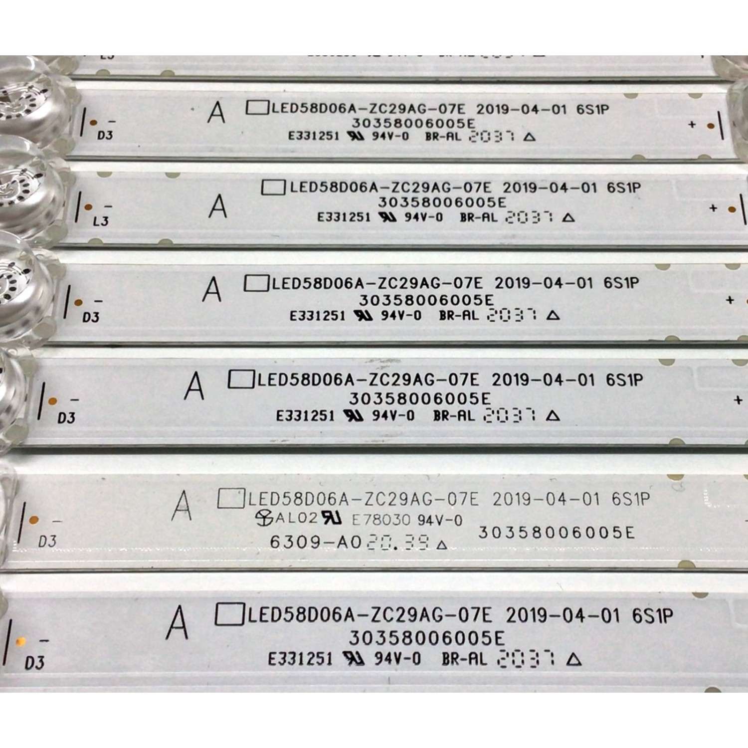 KIT DE LEDS PARA TV WESTINGHOUSE (10 PIEZAS) / NUMERO DE PARTE LED58D06A-ZC29AG-07E / 30358006005E / E331251 / 201009BC05 / 201008BC03 / 58000M13 / PANEL CC580PV7D / MODELO WR58UX4019 / RTRU5827-UC - Imagen 4