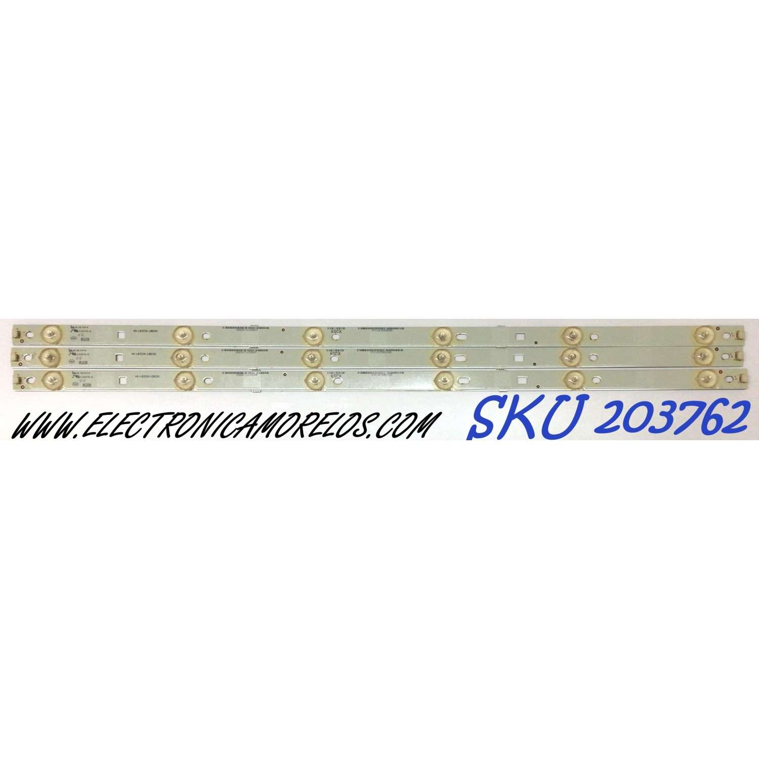 KIT DE LED'S PARA TV TCL (3 PIEZAS) / NUMERO DE PARTE 40-LB3210-LBI2XG / E193079-B / 0262201TLC32D005 / 2701120328D / PANEL LVW320SSTM E30 V2 / MODELOS LE32HDF3300 / LE32HDF3300TA / LE32HDF3300TT TDAA