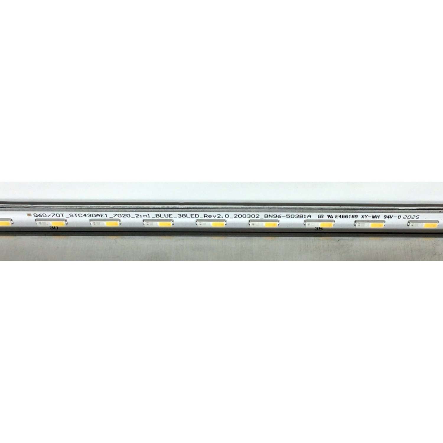 LED PARA TV SAMSUNG QLED / NUMERO DE PARTE BN96-50381A / STC430AE1 / Q60/70T_STC430AE1_7020_2IN1_BLUE_38LED_REV2.0_200302_BN96-50381A / BN61-15482A 006 / Y18 43'' NU7100F/NU7000F/NU5500F / PANEL CY-RT043HGAV2H / MODELO QN43Q60TAF / (MEDIDAS 94CM x 12CM) - Imagen 4