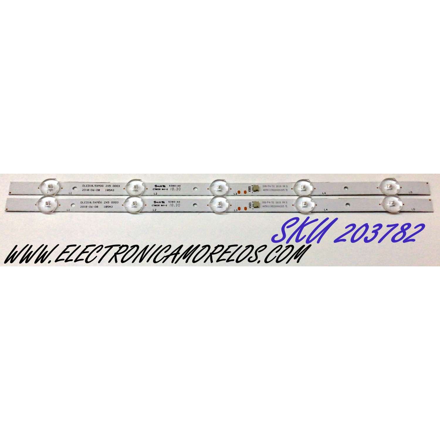 KIT DE LED'S PARA TV ELEMENT (2 PIEZAS) / NUMERO DE PARTE DLED18.5XMDG / 185A3 / E78030 / A050119D20000205 / PANEL MT185WHB -N20 / MODELO ELEFW195