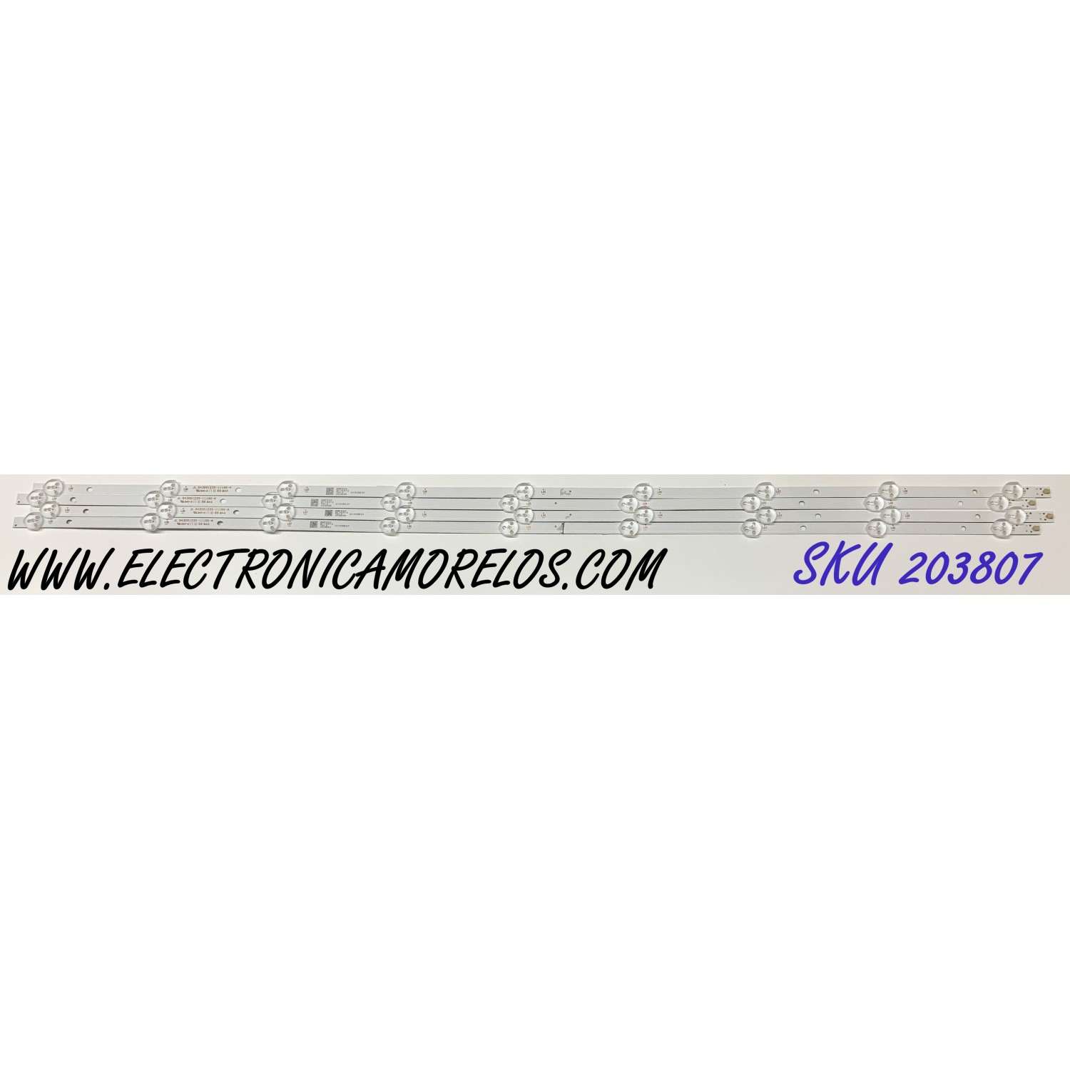 KIT DE LED'S PARA TV ELEMENT (4 PIEZAS) / NUMERO DE PARTE JL.D43091235-111BS-M / A8F530 / D170312 / 21005637 / PANEL'S MD4309YTAF / MD4309YTLF / DISPLAY T430HVN01.2 / MODELO ELST4316S D7A0M