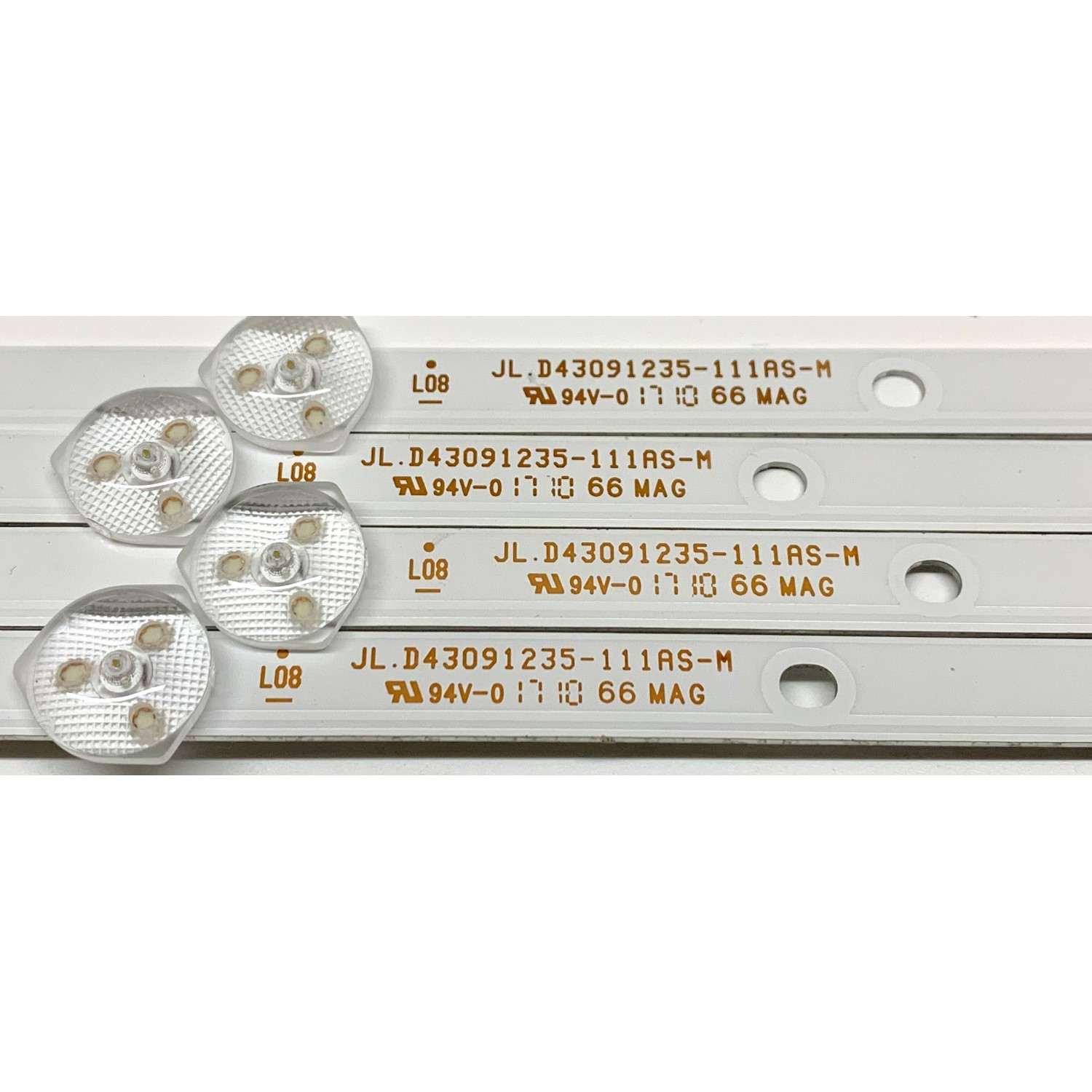KIT DE LED'S PARA TV ELEMENT (4 PIEZAS) / NUMERO DE PARTE JL.D43091235-111BS-M / A8F530 / D170312 / 21005637 / PANEL'S MD4309YTAF / MD4309YTLF / DISPLAY T430HVN01.2 / MODELO ELST4316S D7A0M - Imagen 4