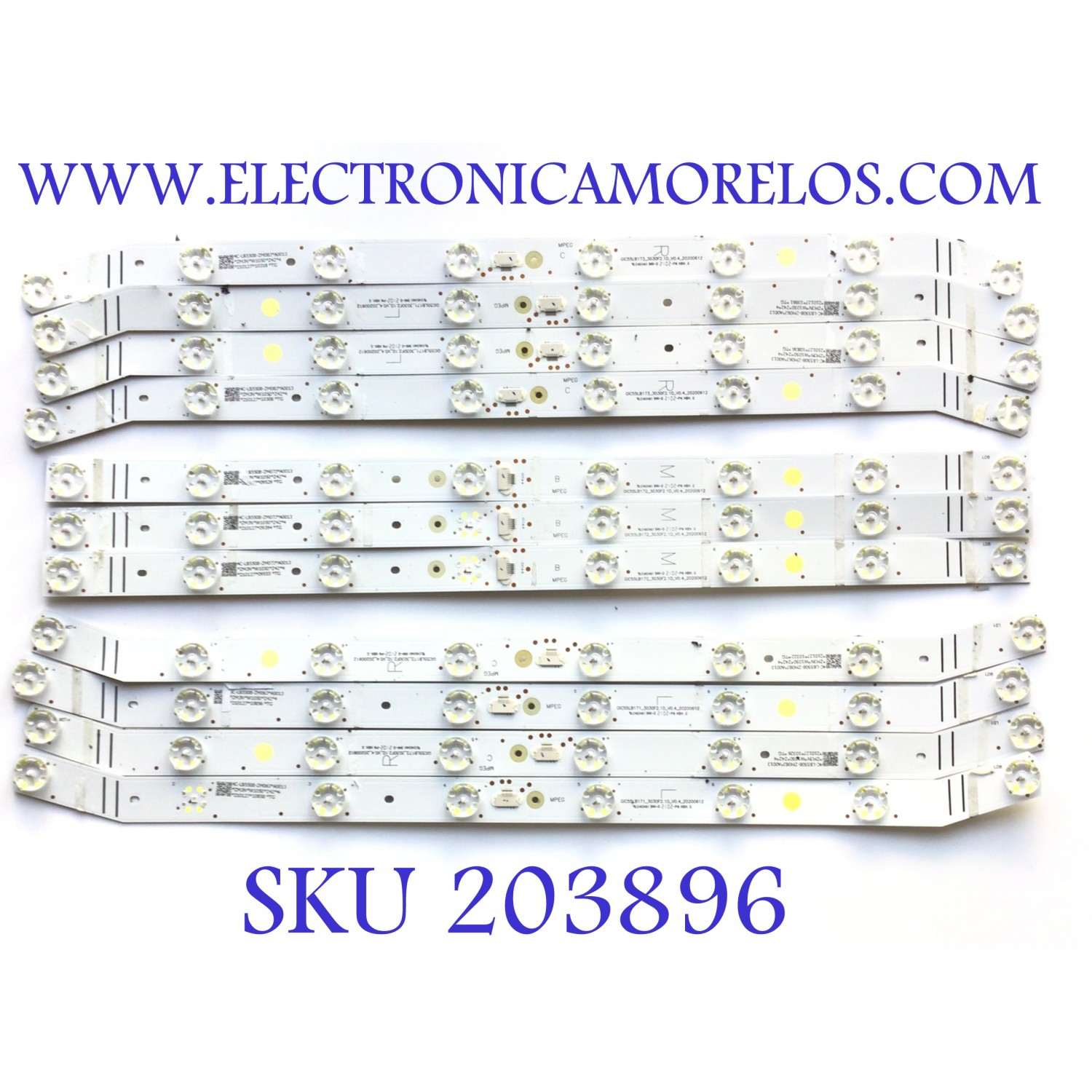 KIT DE LEDS PARA TV TCL ( 11 PZ) ((KIT INCOMPLETO, ORIGINALMENTE CONSTA DE 12 PZ) ) / NUMERO DE PARTE 4C-LB5508-ZM06J / *ZMJN*W1050*Z42*4 / *210127*10858*TG /  / MODELO 55S535 