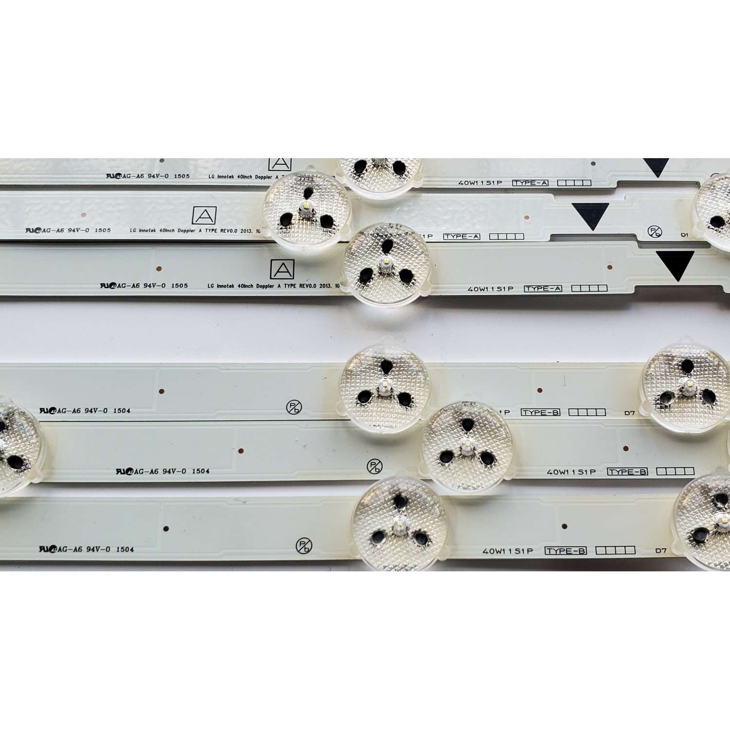 KIT DE LED'S PARA TV PHILIPS ((6 PIEZAS)) / NUMERO DE PARTE UDULED0GS042 / UDULED0GS043 / LG INNOTEK 40INCH DOPPLER A TYPE REV0.0 / 40INCH DOPPLER B TYPE REV0.0 / 40W11S1P / PANEL U4A20XH / DISPLAY V400HJ6-PE1 REV.C1 / MODELOS 40PFL4609/F8 / 40MV324X/F7 - Imagen 4