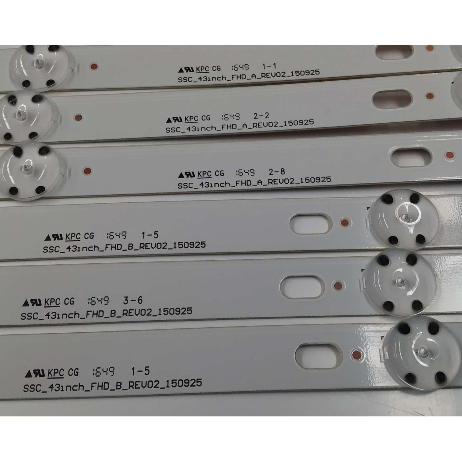 KIT DE LEDS ORIGINAL PARA TV LG 6 PIEZAS / NUMERO DE PARTE EAV63192711 / SSC_43INCH_FHD_B_REV02_150925 / SSC_43INCH_FHD_A_REV02_150925 / 43LH51_FHD_A S / 43LH51_FHD_B S / BOE43036 / PANEL NC430DGG-AAGP1 / MODELO 43UN7000PUB - Imagen 2