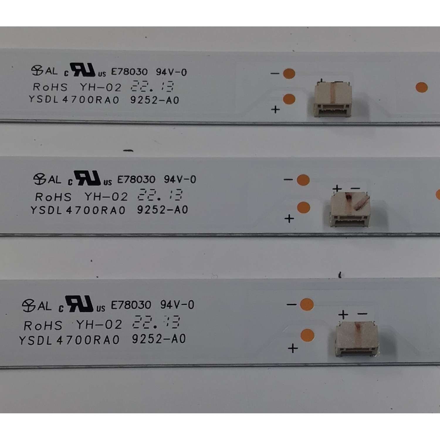 KIT DE LEDS PARA TV JVC ORIGINAL 3 PIEZAS / NUMERO DE PARTE 4708-K43WDD-A1117N01 / K430WDD1 A1 / YSDL 4700RA0 / 9252-A0 / 113X08-430D1021 / K430WDD1 / 224306 / YD-220226-3205B933 / PANEL K430WDF / DISPLAY LC430DUQ (SK)(A3) / MODELO SI43FRF - Imagen 4