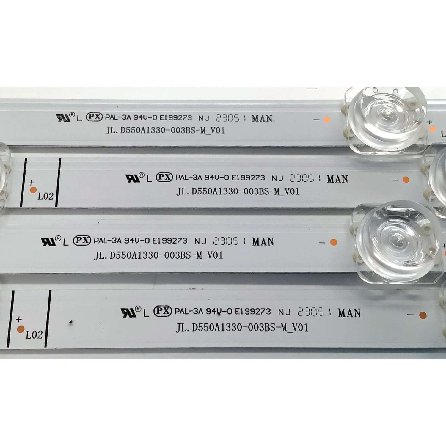 KIT DE LEDS PARA TV HISENSE ORIGINAL 4 PIEZAS / NUMERO DE PARTE JL.D550A1330-003BS-M_V01 / HD550Y1U62-T0L6 / 2021020401 / 1258694 / MODELOS 55R6G / 55A6G / 55R6095G5 / 55R6070G / 55E7HQ / 55A6H / 55A65H / 55R7G5 / 55A7GV / 55C350KU / 55C350LU - Imagen 5