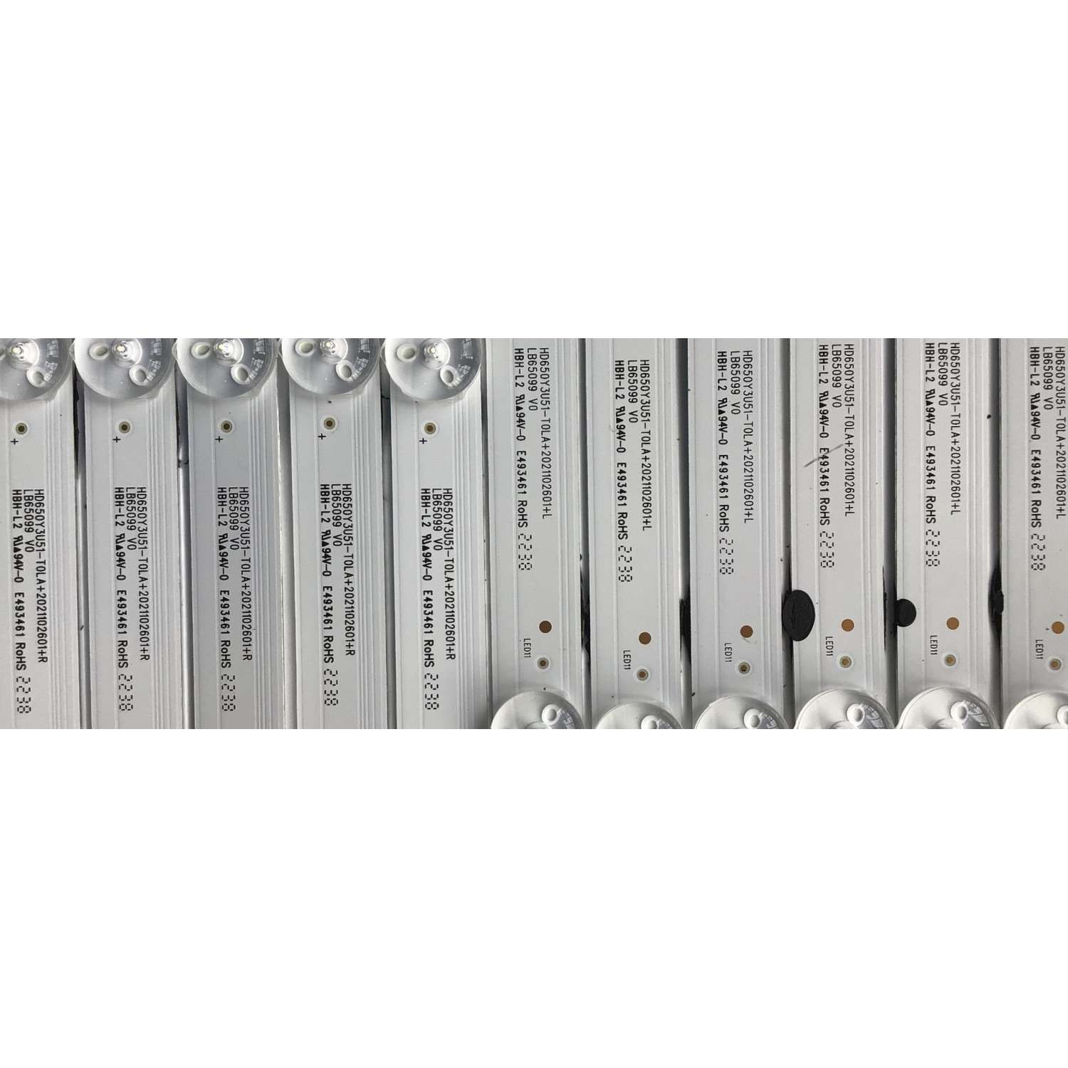 KIT DE LEDS PARA TV HISENSE (15 pz INCOMPLETO, ORIGINALMENTE CONSTA DE 16 PZ )/ NUMERO DE PARTE LB65099 / HD650Y3U51-T0LA+2021102601+R / HD650Y3U51-T0LA+2021102601+L / 1270835 / PANEL HD650Y3U51-T0LA/S0/GM/ROH / MODELO 65U6H - Imagen 3