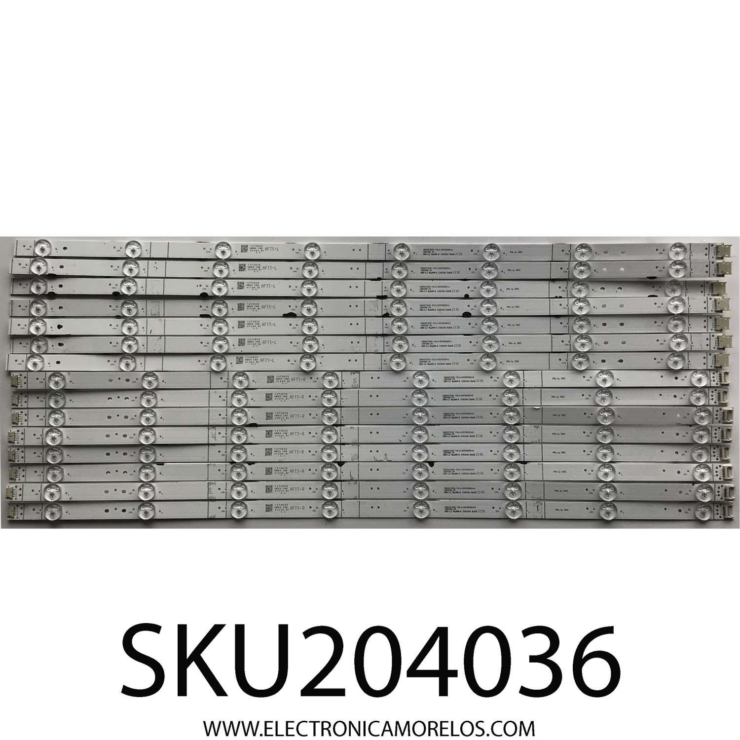 KIT DE LEDS PARA TV HISENSE (15 pz INCOMPLETO, ORIGINALMENTE CONSTA DE 16 PZ )/ NUMERO DE PARTE LB65099 / HD650Y3U51-T0LA+2021102601+R / HD650Y3U51-T0LA+2021102601+L / 1270835 / PANEL HD650Y3U51-T0LA/S0/GM/ROH / MODELO 65U6H