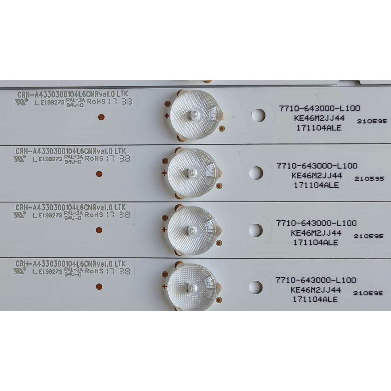 KIT DE LEDS PARA TV LG (8 PZ) / NUMERO DE PARTE CRH-A4330300105R6CNRVE1.0LTK / CRH-A4330300104L6CNRVE1.0 LTK / 7710-643000-R100 / 7710-643000-L100 / KE46M2JJ44 / PANEL RLD430WY (LD0-304) / LC430DGJ(SK)(A4) / MODELO 43UJ6200-UA.CUSYLH - Imagen 3