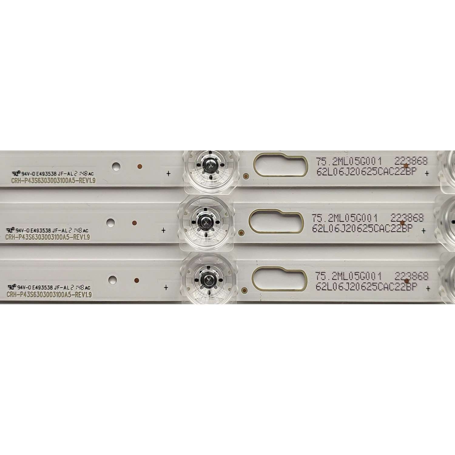 KIT DE LED'S PARA TV SAMSUNG (3 PIEZAS) / NUMERO DE PARTE CRH-P43S6303003100A5-REV1.9 / 73143X / E479275 / PANEL CY-BT043HGAR1V / CY-BA043HGHR4V / DISPLAY ST4251D01-B VER.2.1 / MODELOS UN43TU7000 / UN43TU7000B / UN43TU700D / MAS MODELOS EN DESCRIPCIÓN - Imagen 2